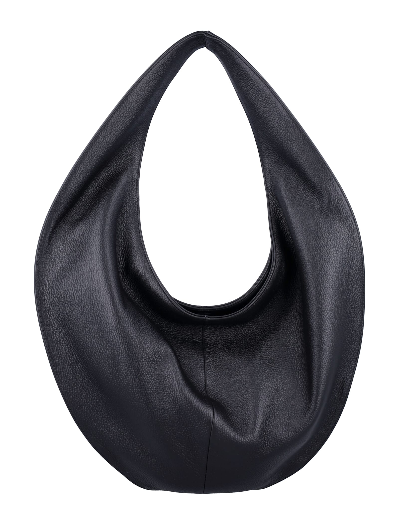Maeden Rounded Nappa Leather Tote In Black