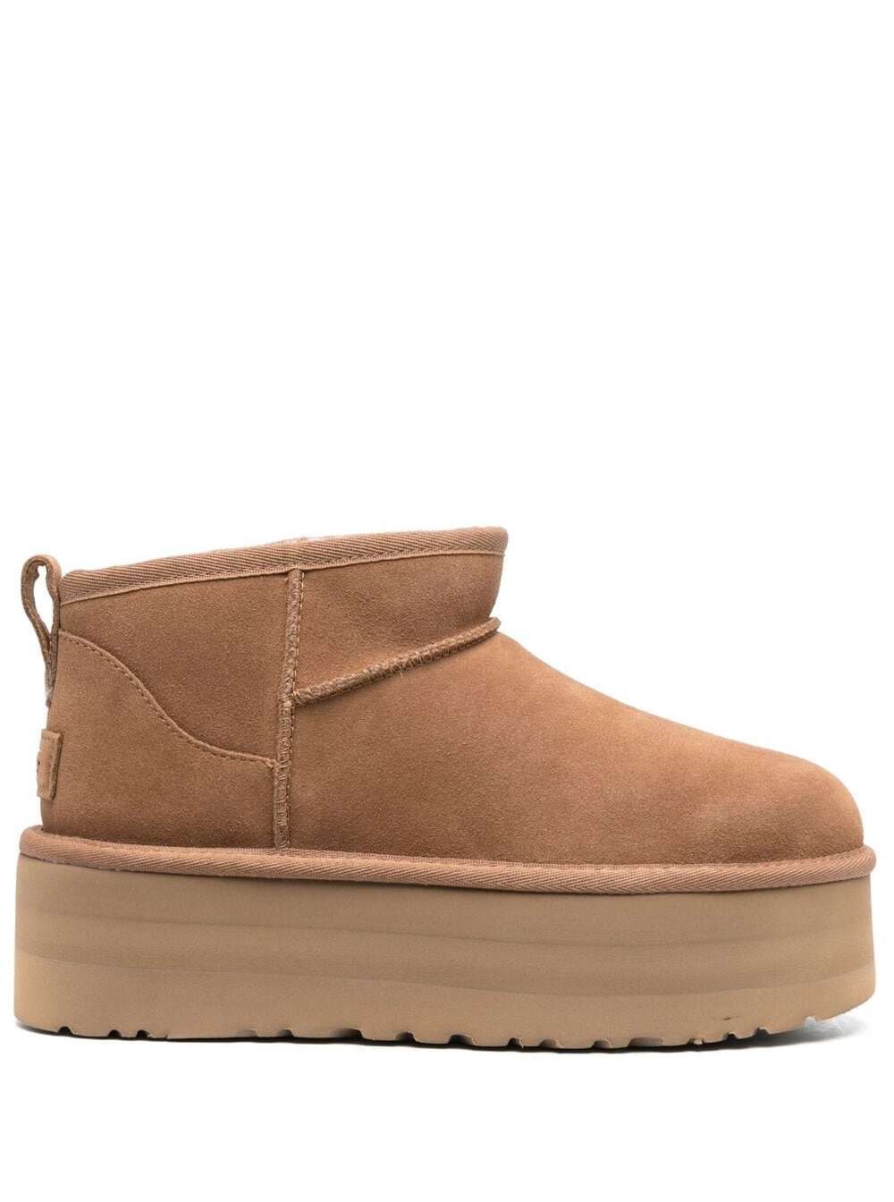 Shop Ugg Ultramini Beige Boots With Platform In Suede Woman