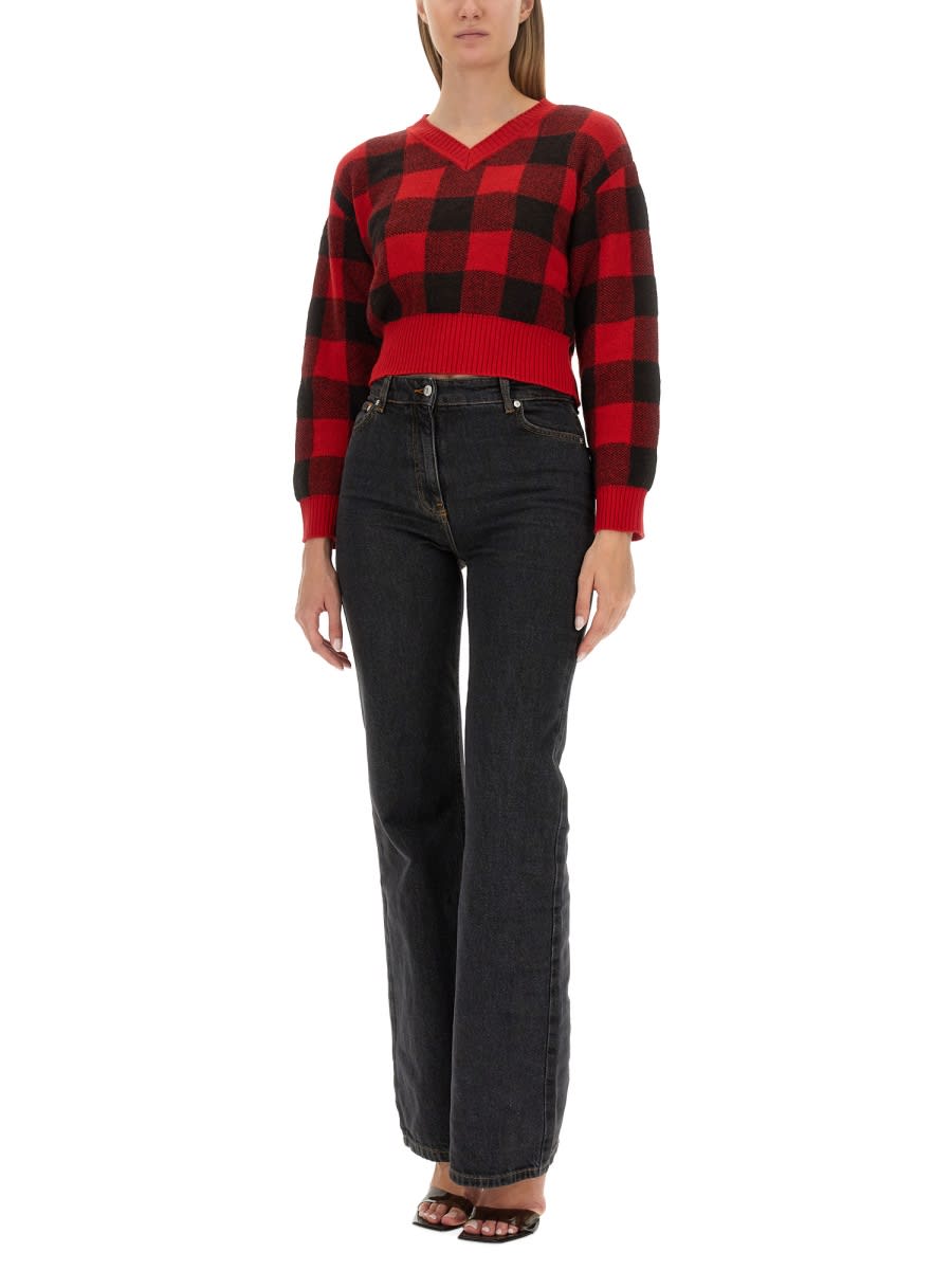 Moschino V-neck Sweater In Red