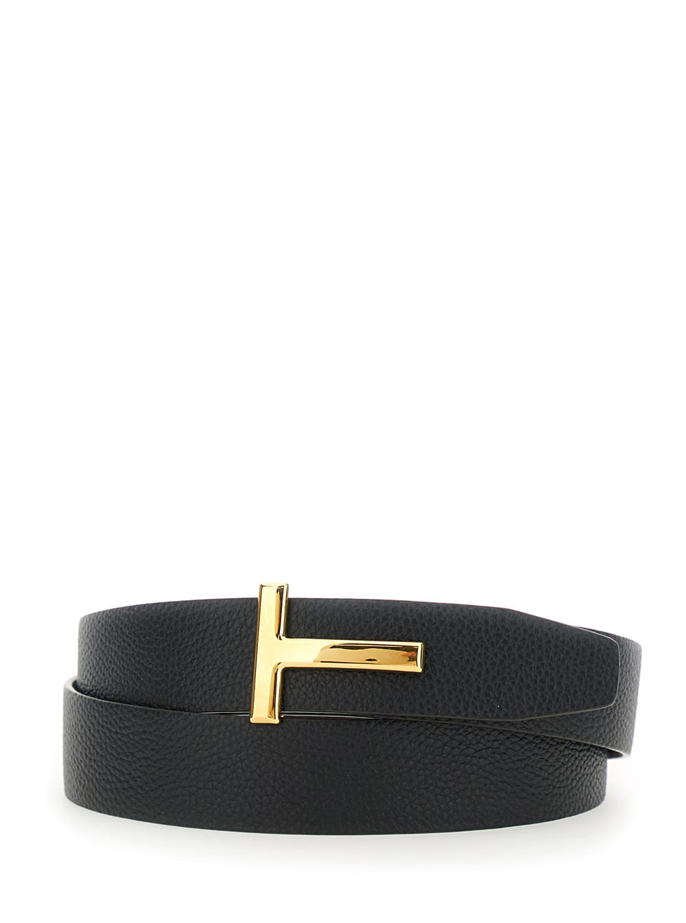 Tom Ford Bordeaux Belt With T Buckle Closure In Grained Leather Man In Brown