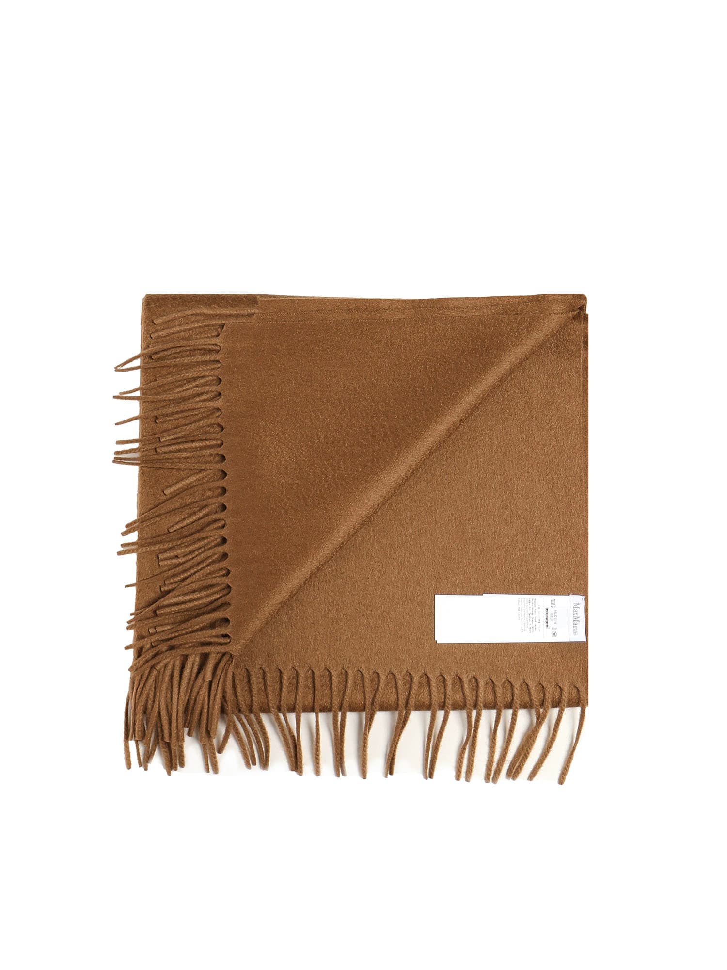 Max Mara Cashmere Stole With Embroidery And Fringes In Brown