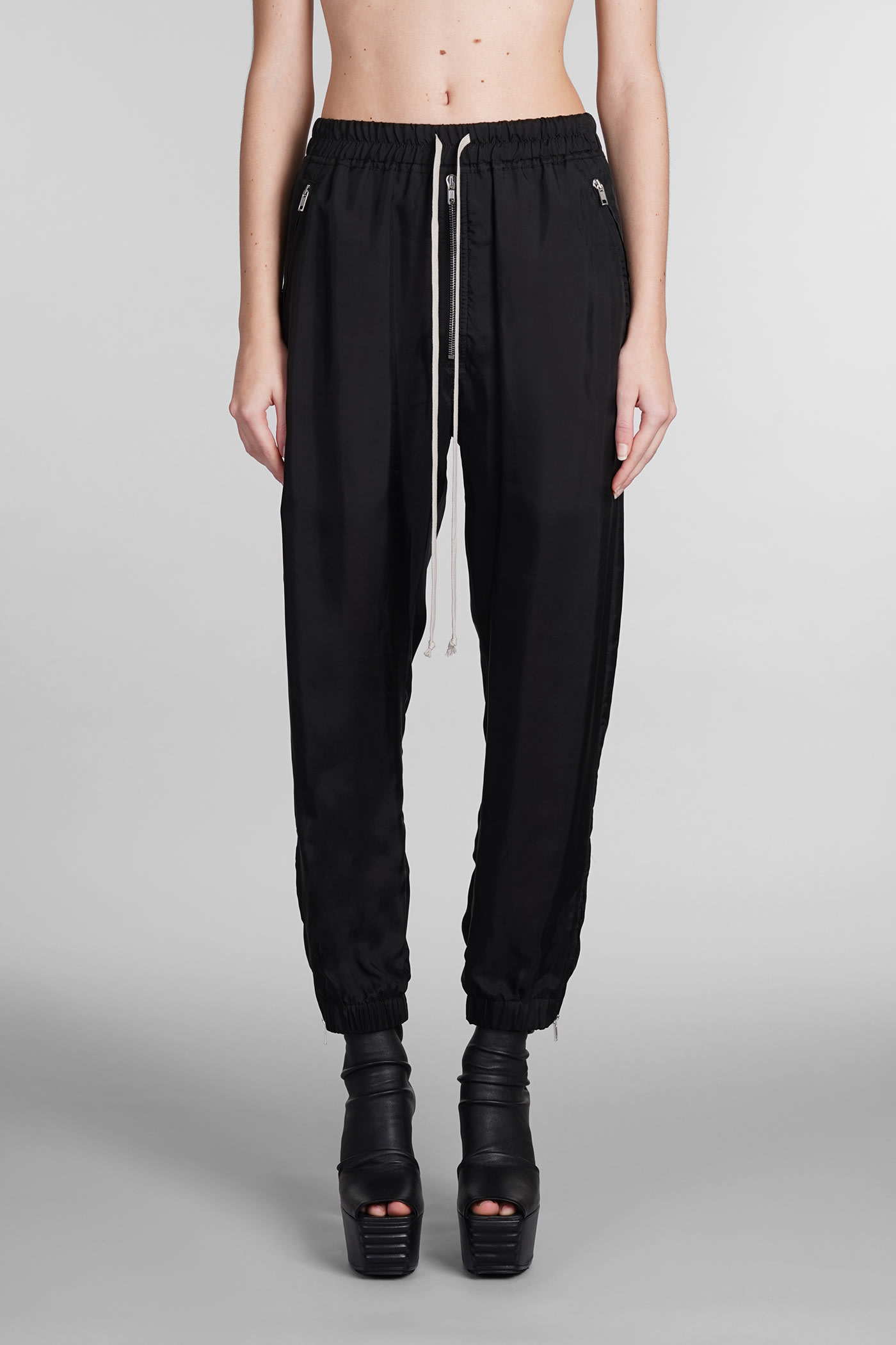 RICK OWENS TRACK PANTS IN BLACK POLYAMIDE POLYESTER