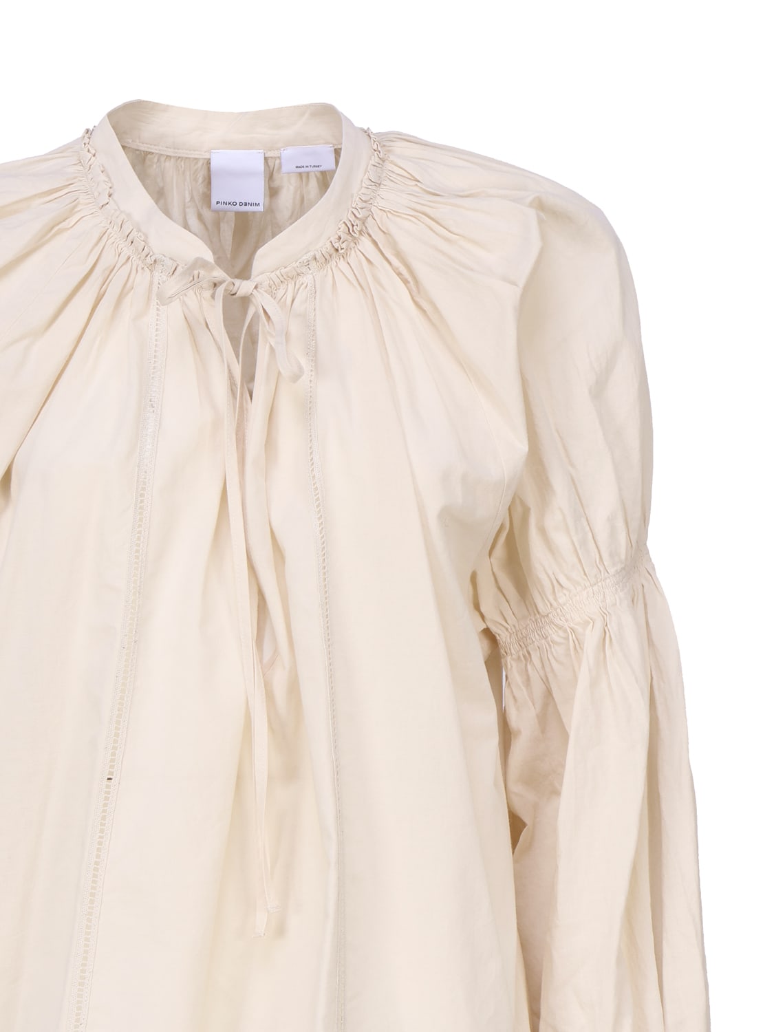 Shop Pinko Muslin Blouse With Perforated Embroidery In White
