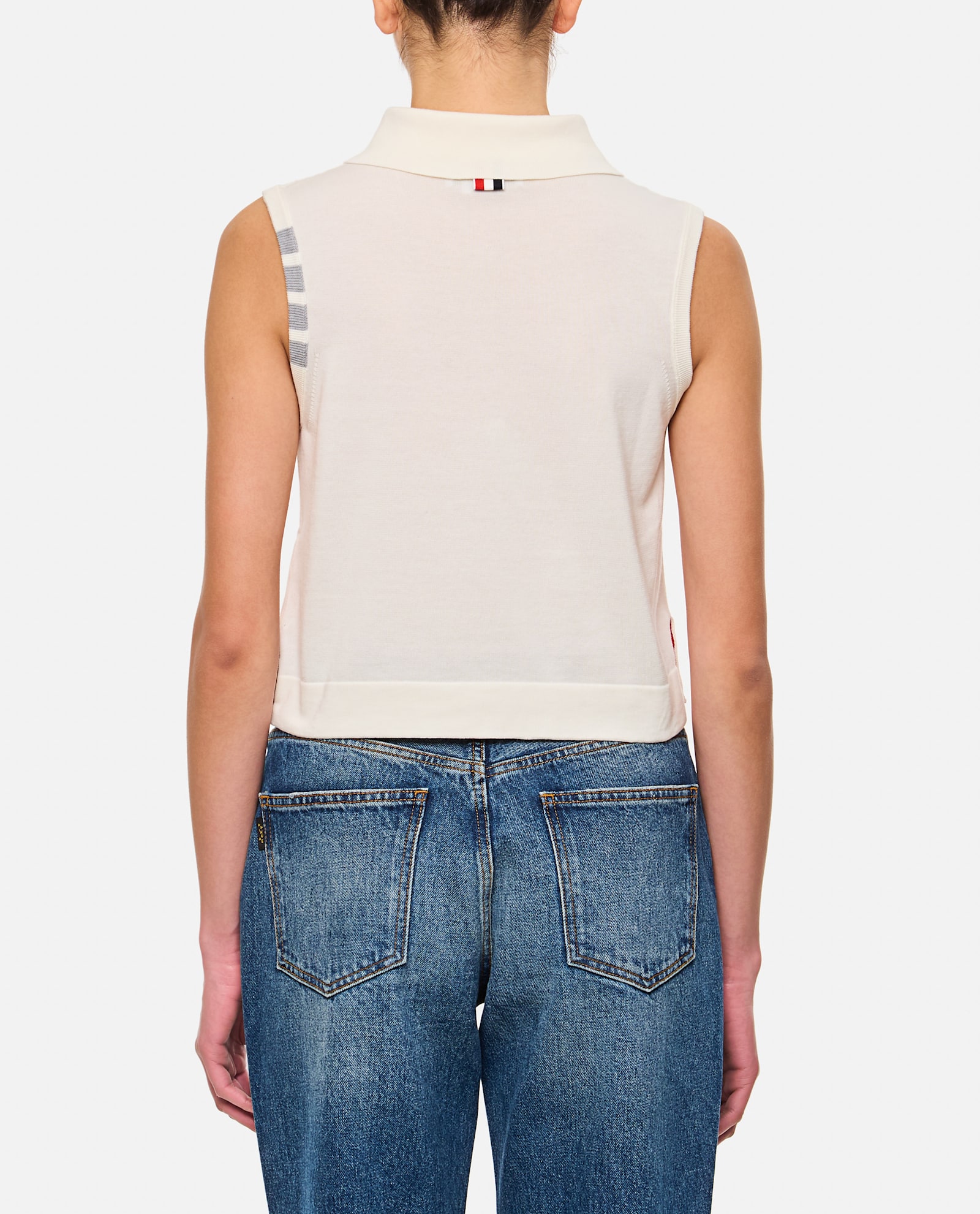 Thom Browne Sleeveless Jersey Shirt In White