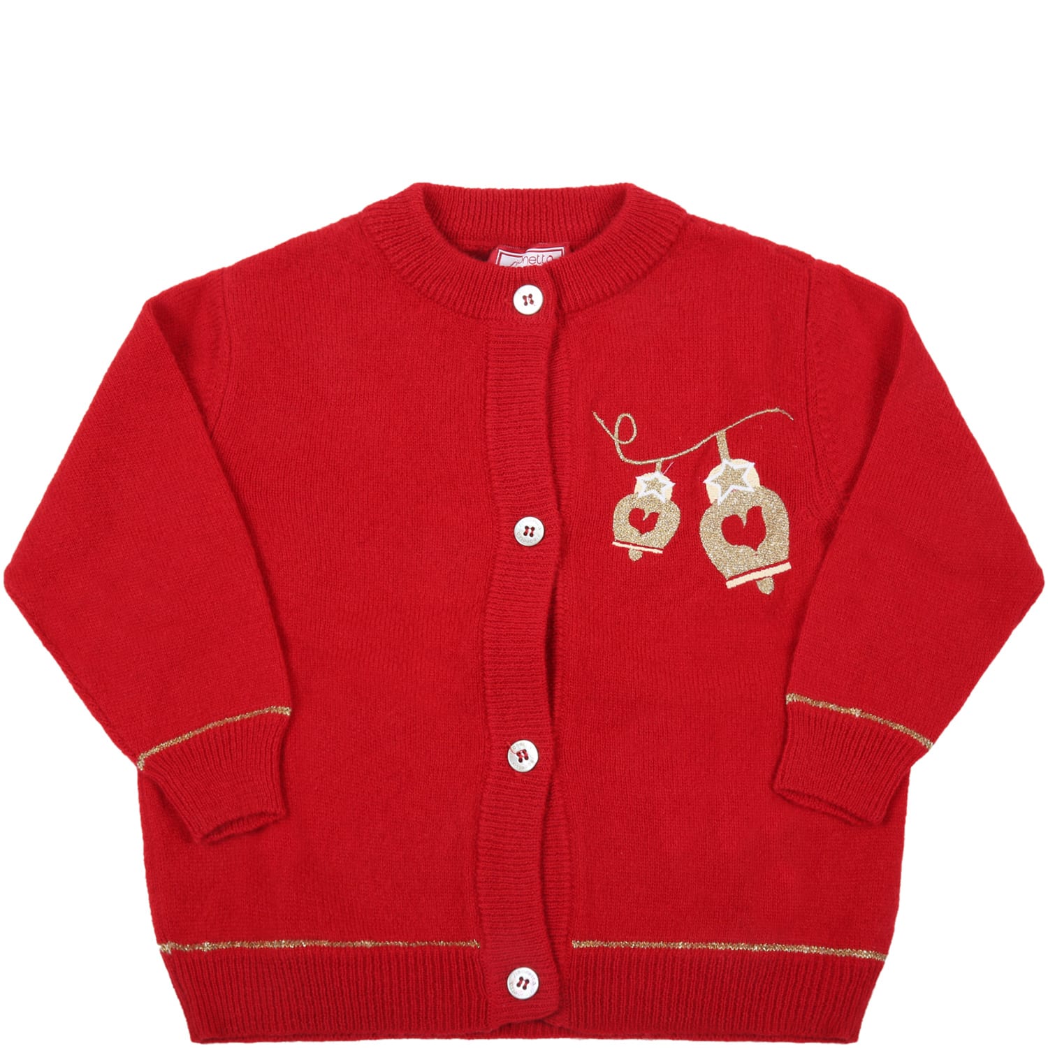 Simonetta Red Cardigan For Baby Girl With Bells