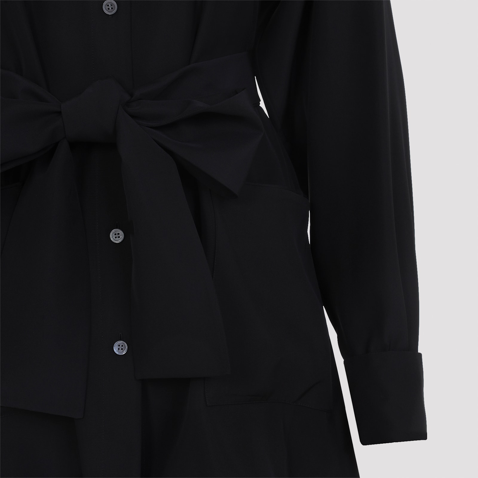 Loewe Waist Tie Long Sleeve Blouse In Black