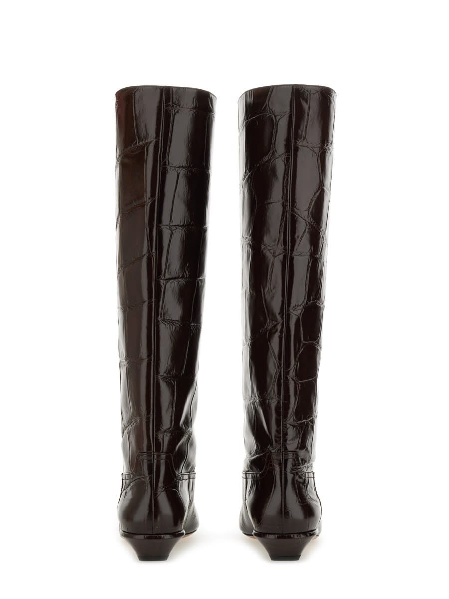 Paris Texas Square Toe Ankle Boots In Brown