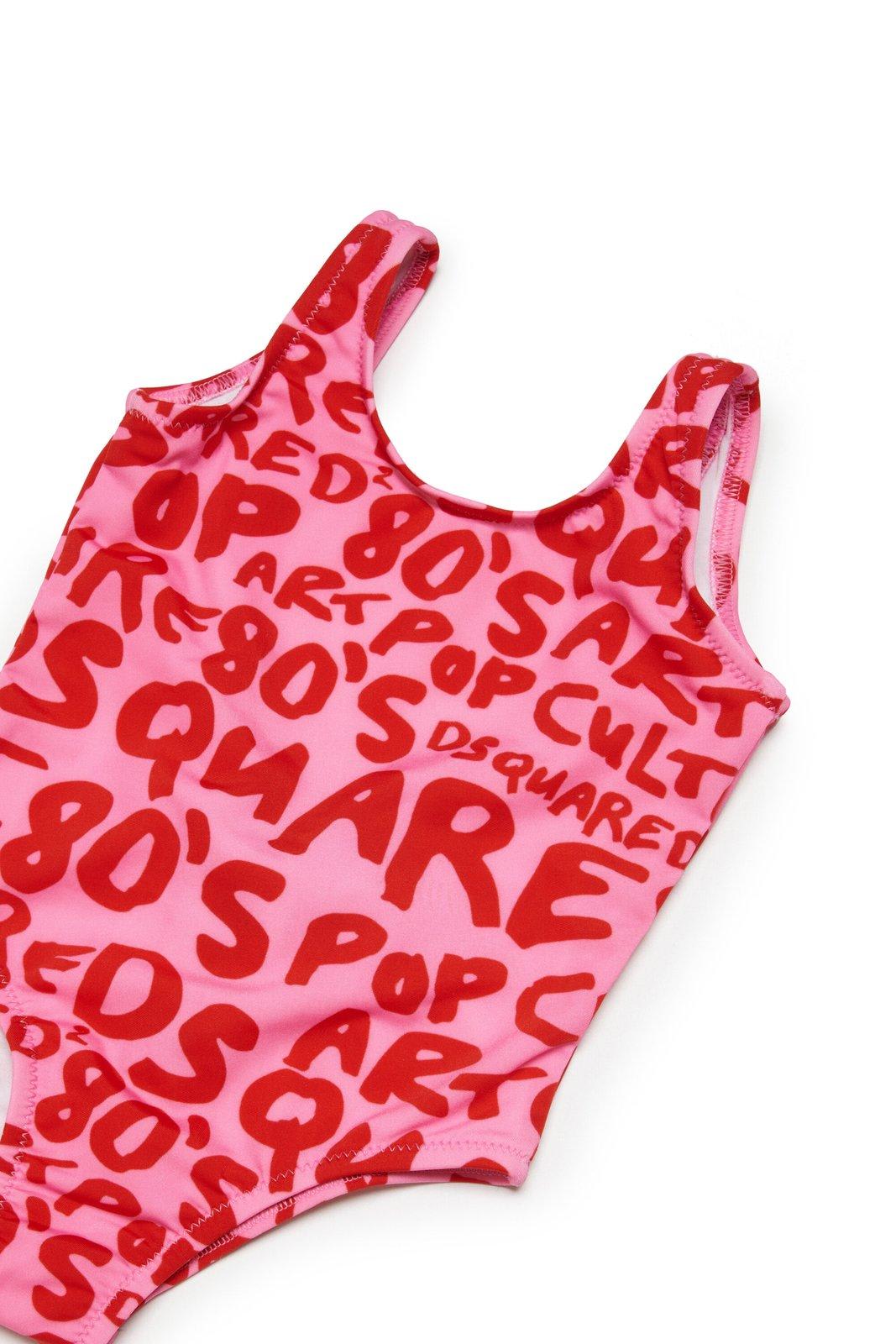 Shop Dsquared2 Graphic-printed One-piece Swimsuit In Rosa