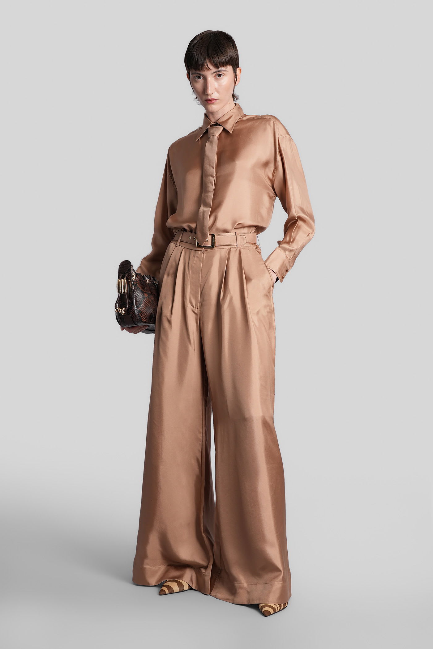 Zimmermann Shirt In Camel Silk In Brown