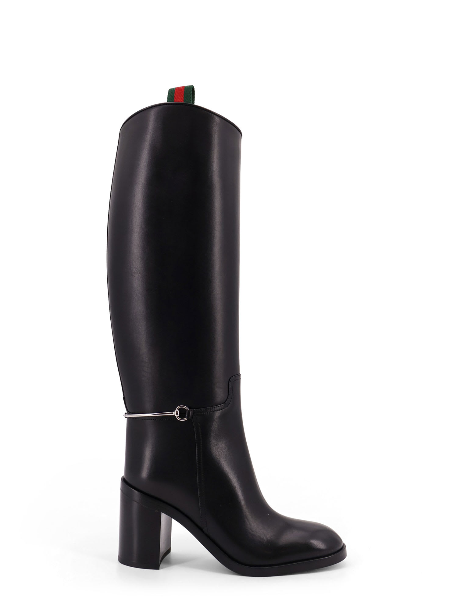 Gucci Leather Boots With Slim Horsebit Detail In Black