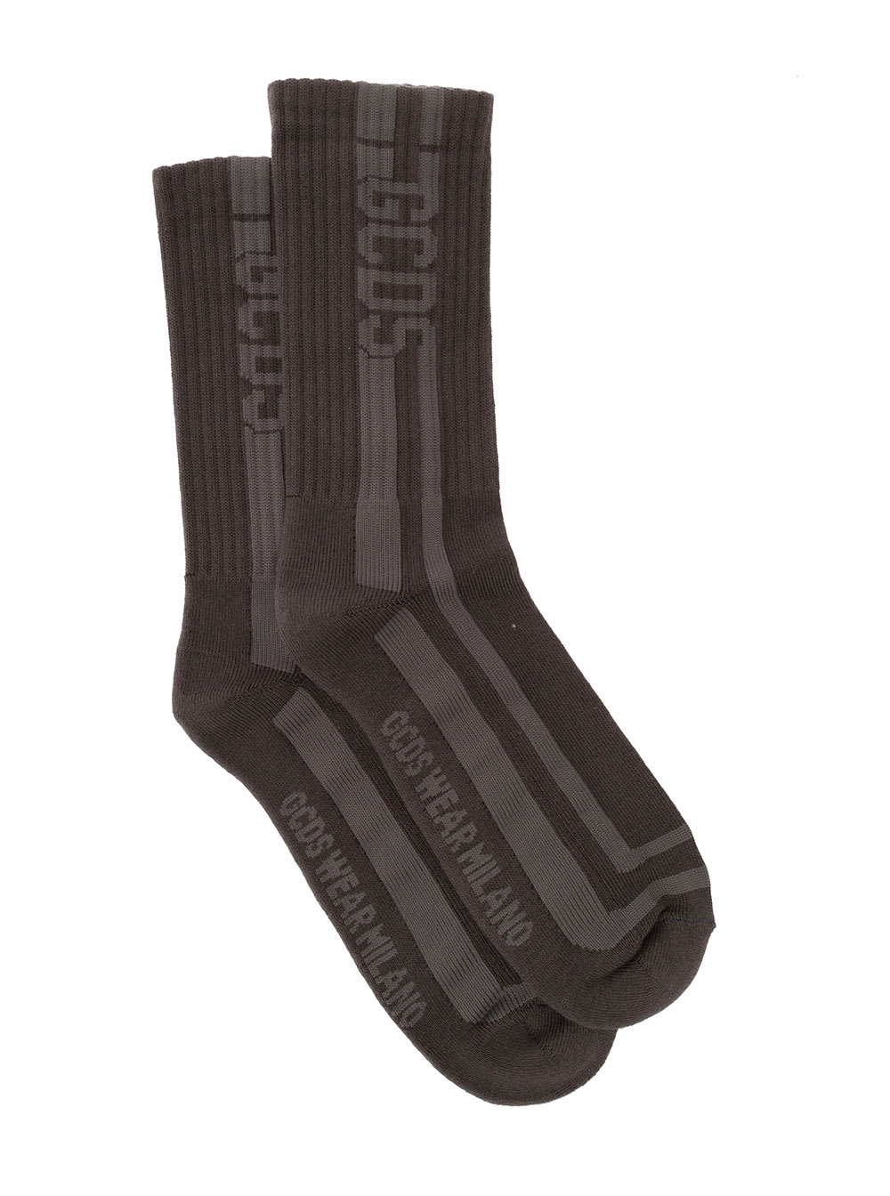 Black Socks In Jacquard Yarn With Tonal Logo Gcds Man