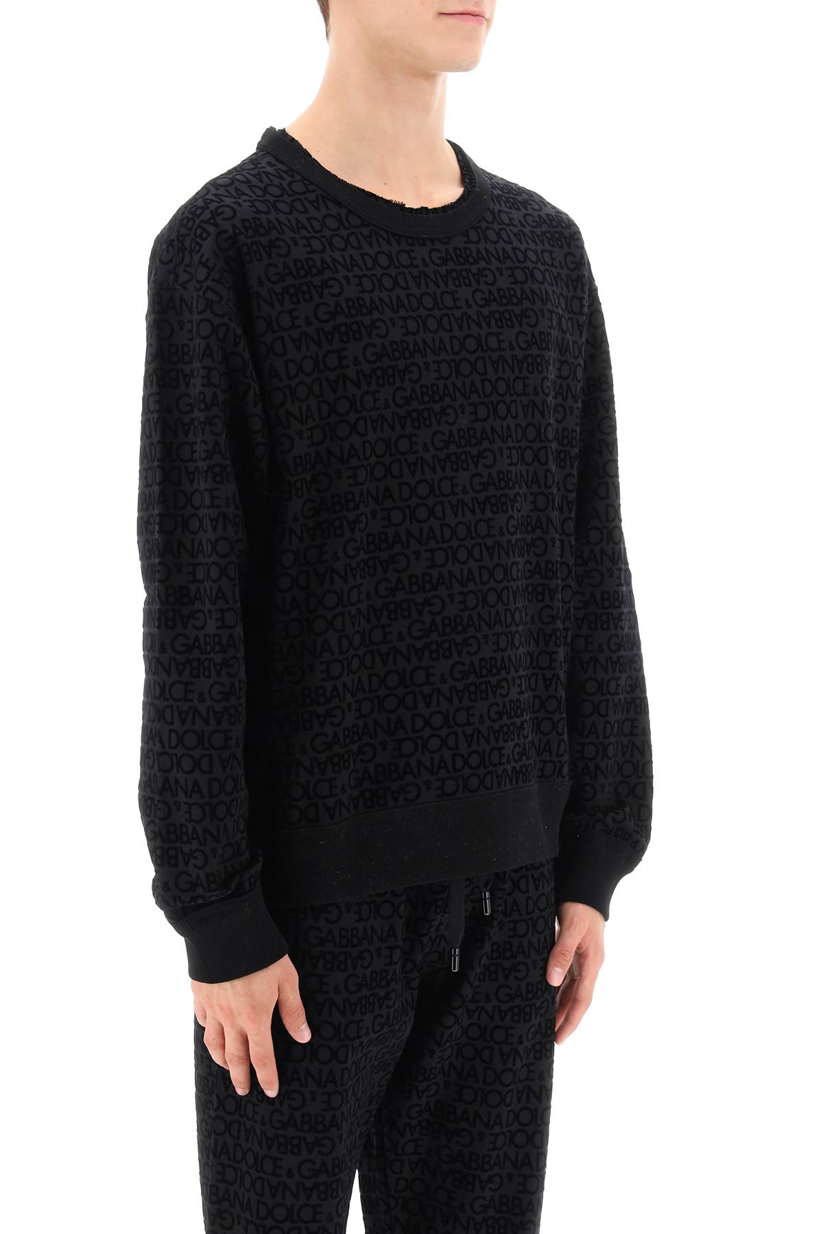 Shop Dolce & Gabbana Flocked-logo Sweatshirt In Nero (black)