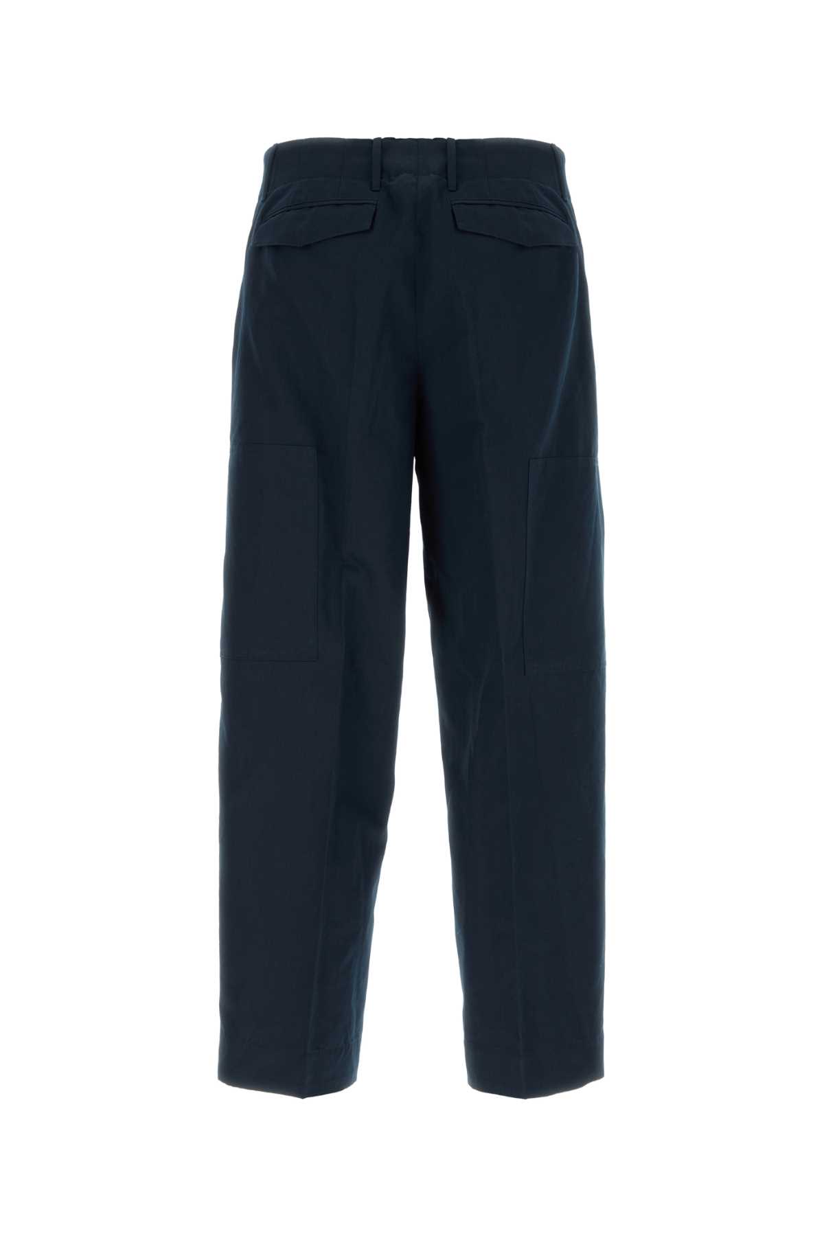 Shop Pt01 Navy Blue Cotton Blend Cargo Pant In Bluscuro