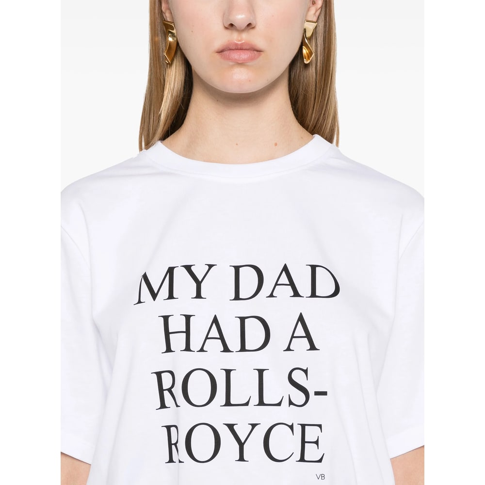 Victoria Beckham Womens White My Dad Had A Rolls-royce Cotton-jersey T-shirt Xl