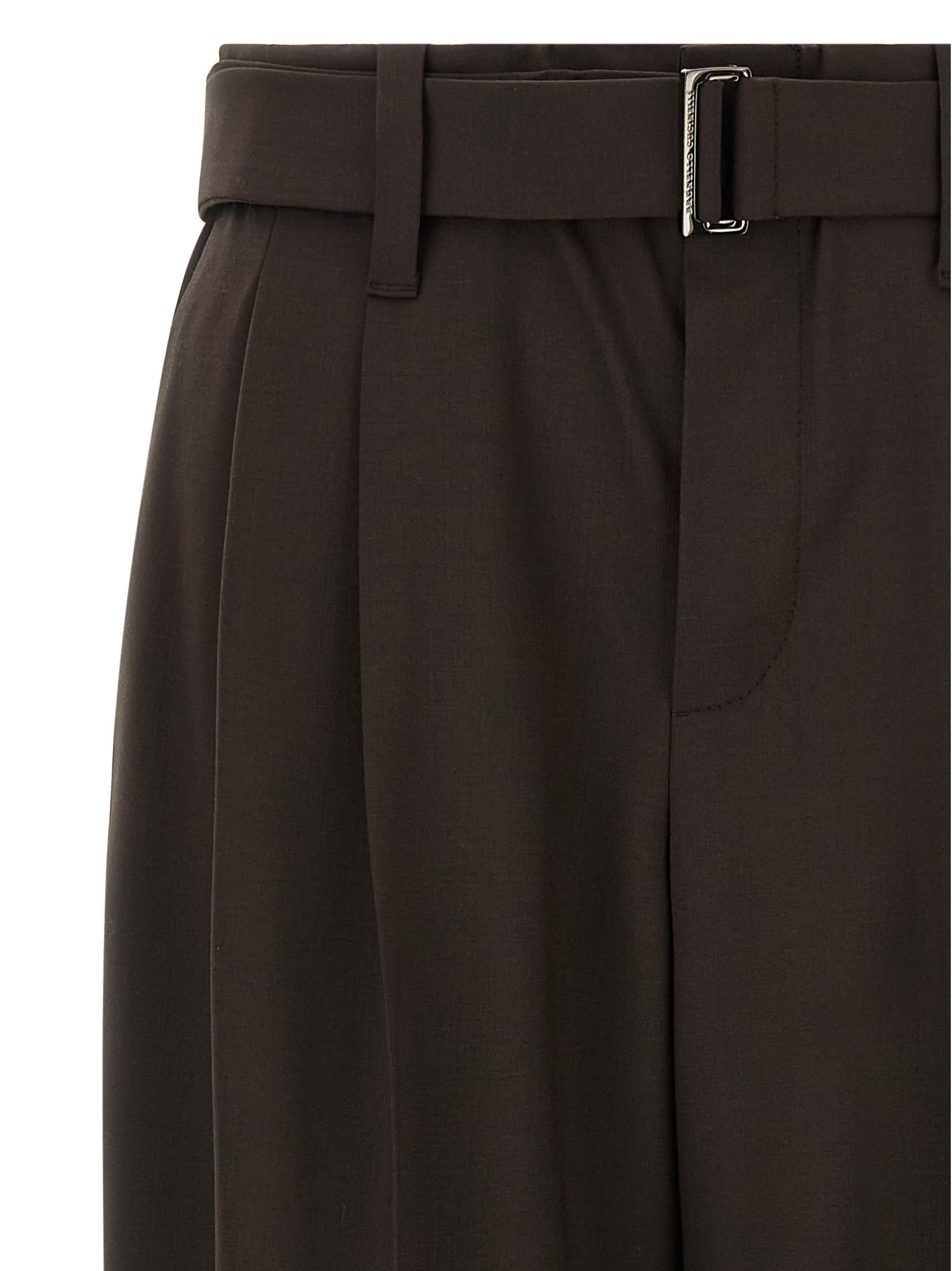 Brunello Cucinelli Belted Cropped Pants In Black