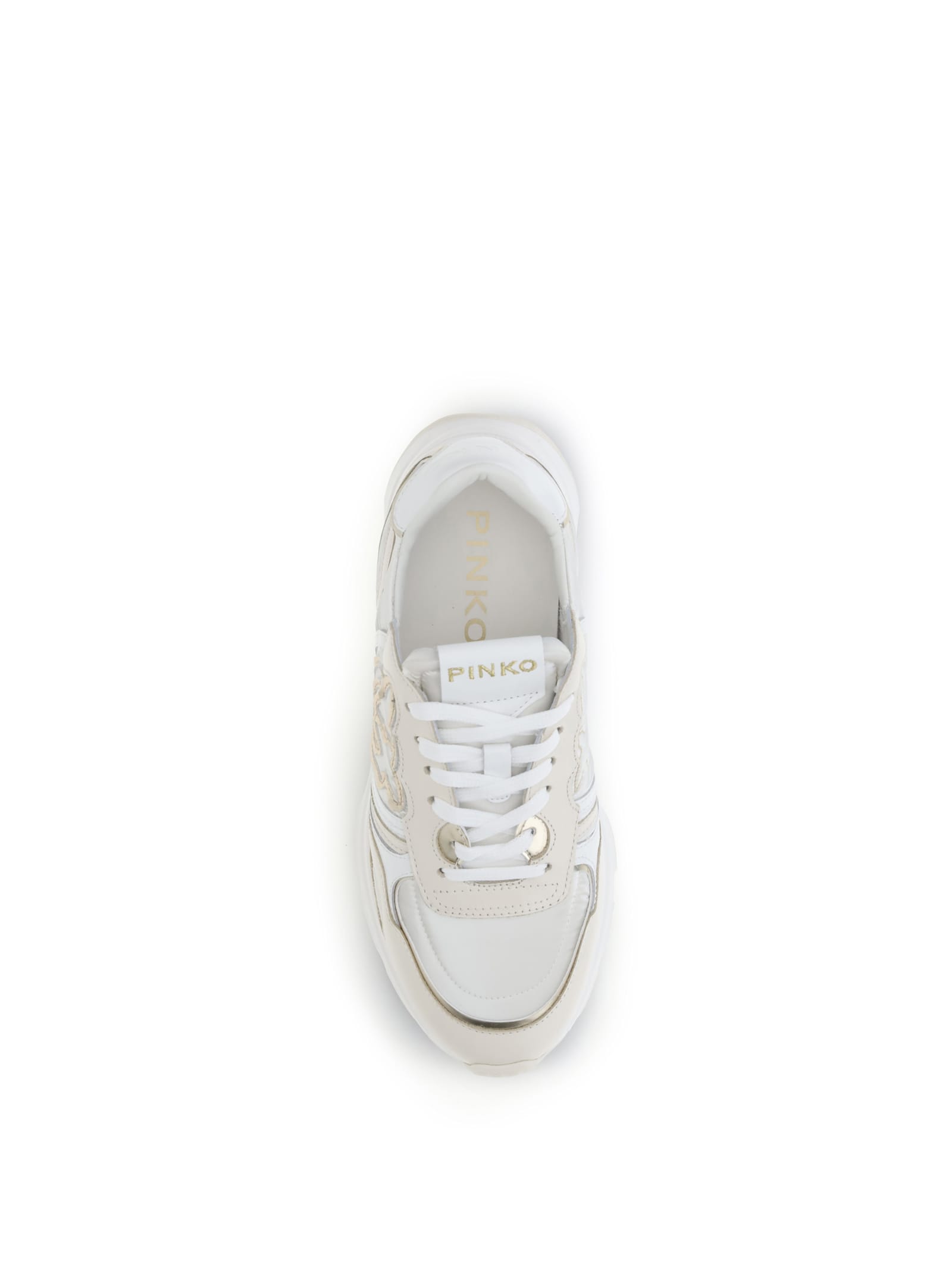 Pinko Zoe Logo-detail Leather Sneakers In Neutral