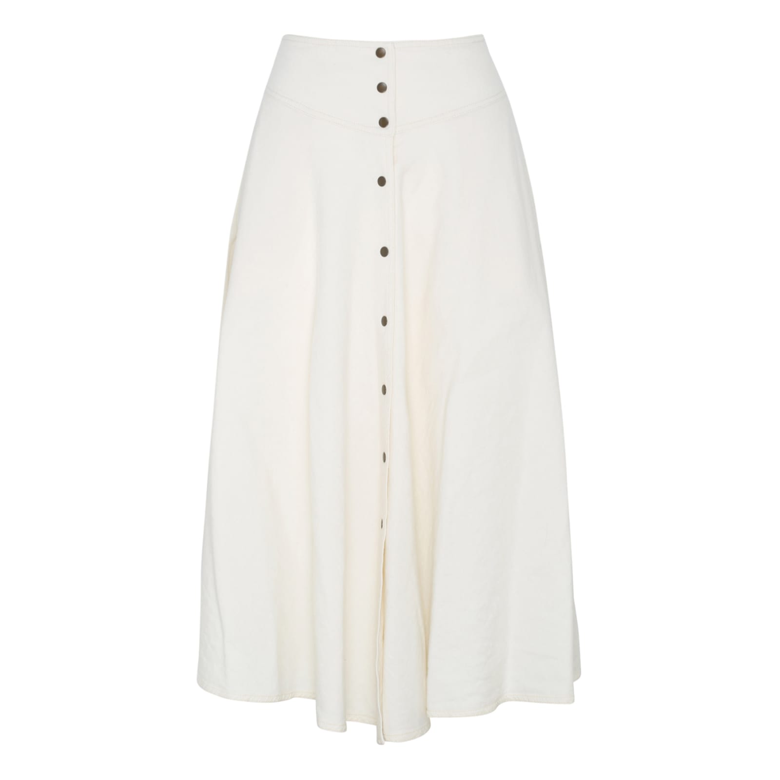 Forte Forte White Wool And Linen Midi Skirt