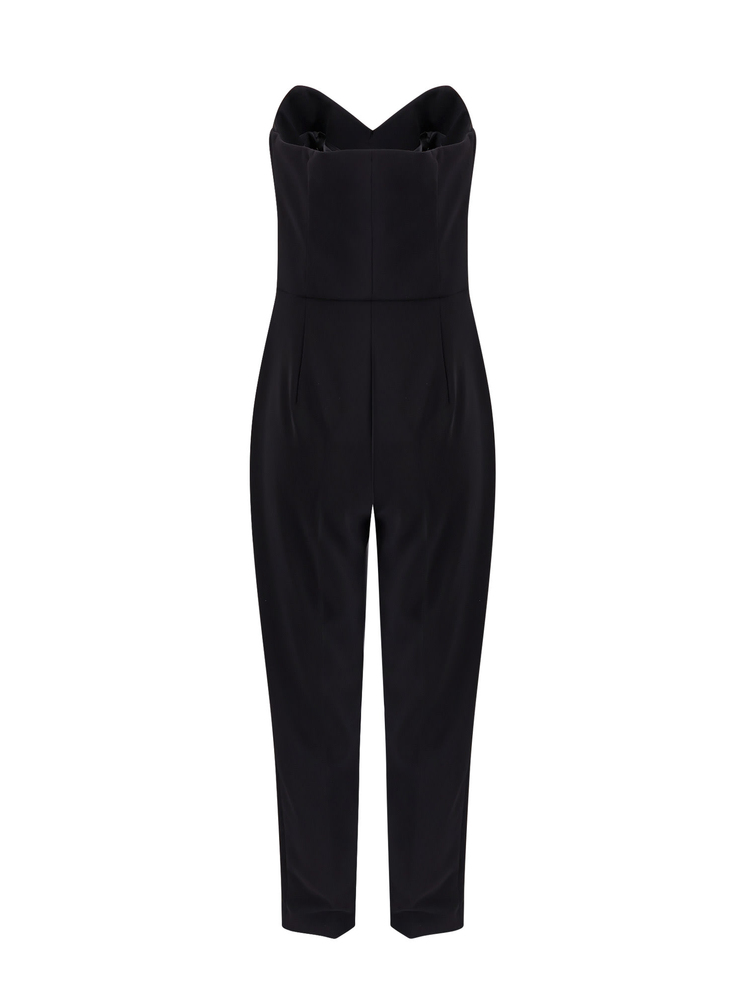 Elisabetta Franchi Strapless Jumpsuit With Waist Belt In Black