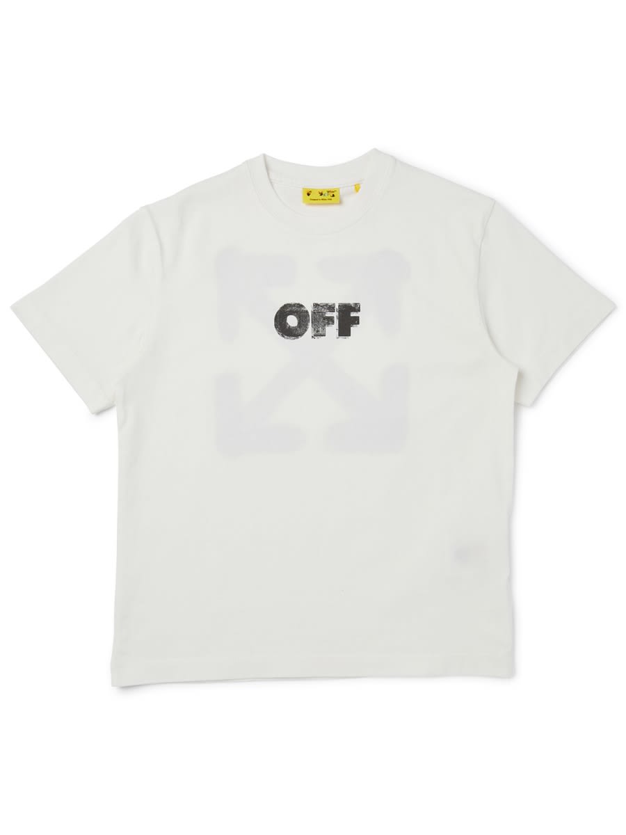 Off-white Kids' Graffiti Logo T-shirt In White
