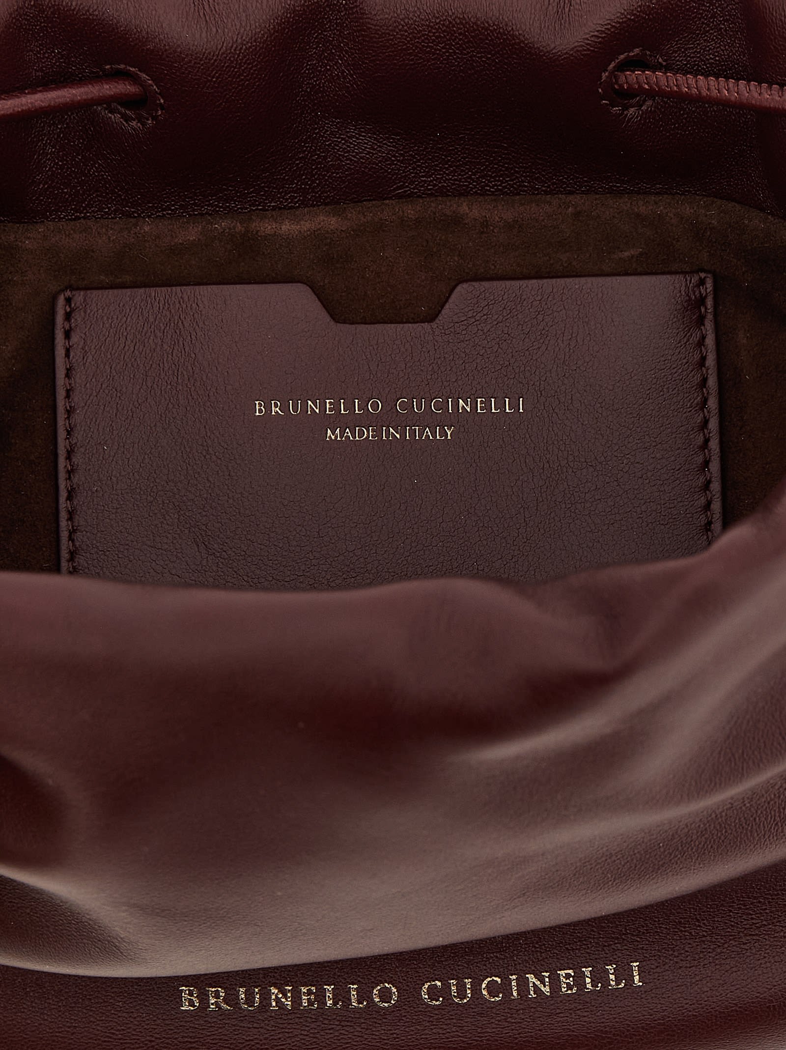 Brunello Cucinelli Bucket Mellow Mini Crossbody Bag In Burgundy