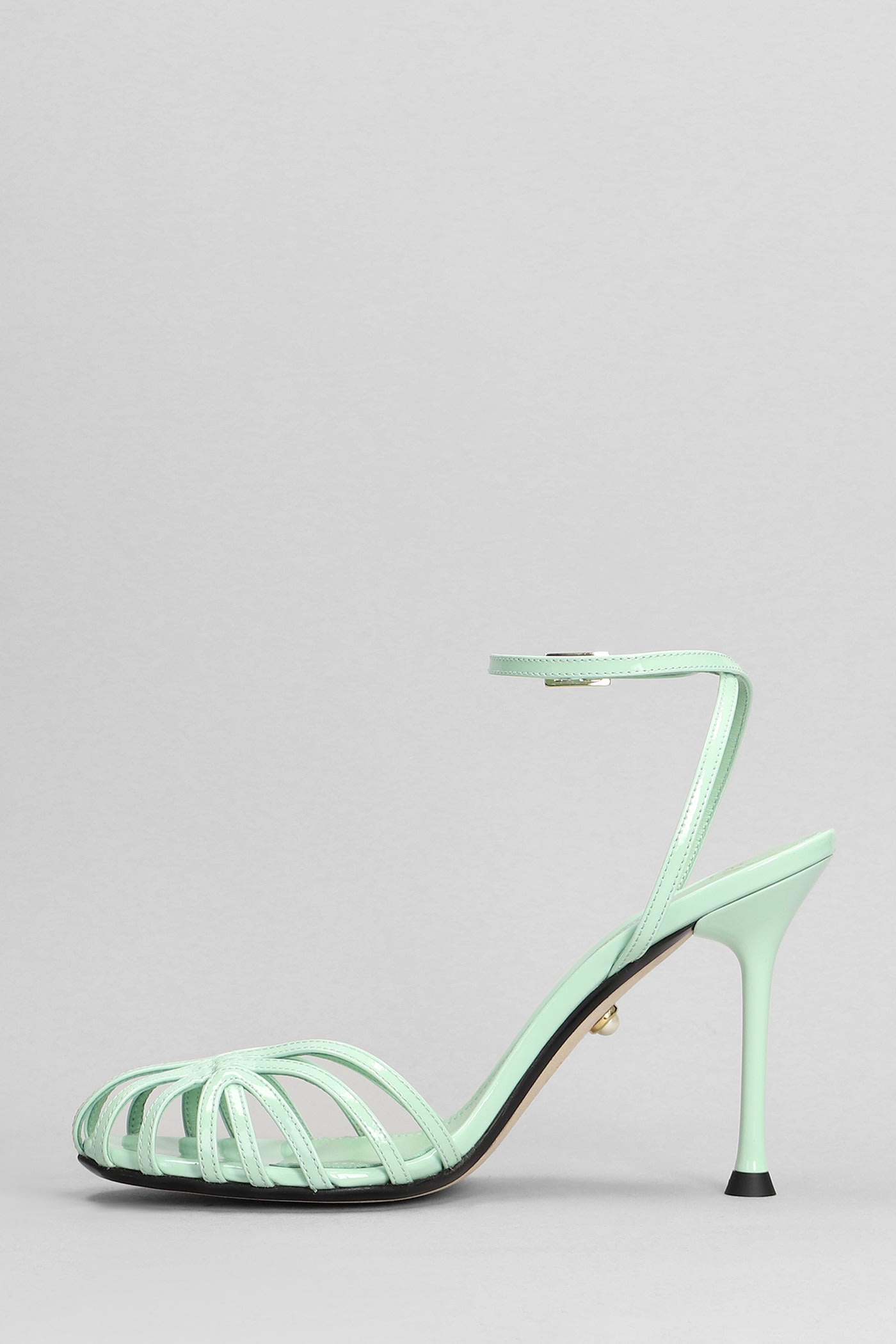 Shop Alevì Ally 095 Sandals In Green Patent Leather