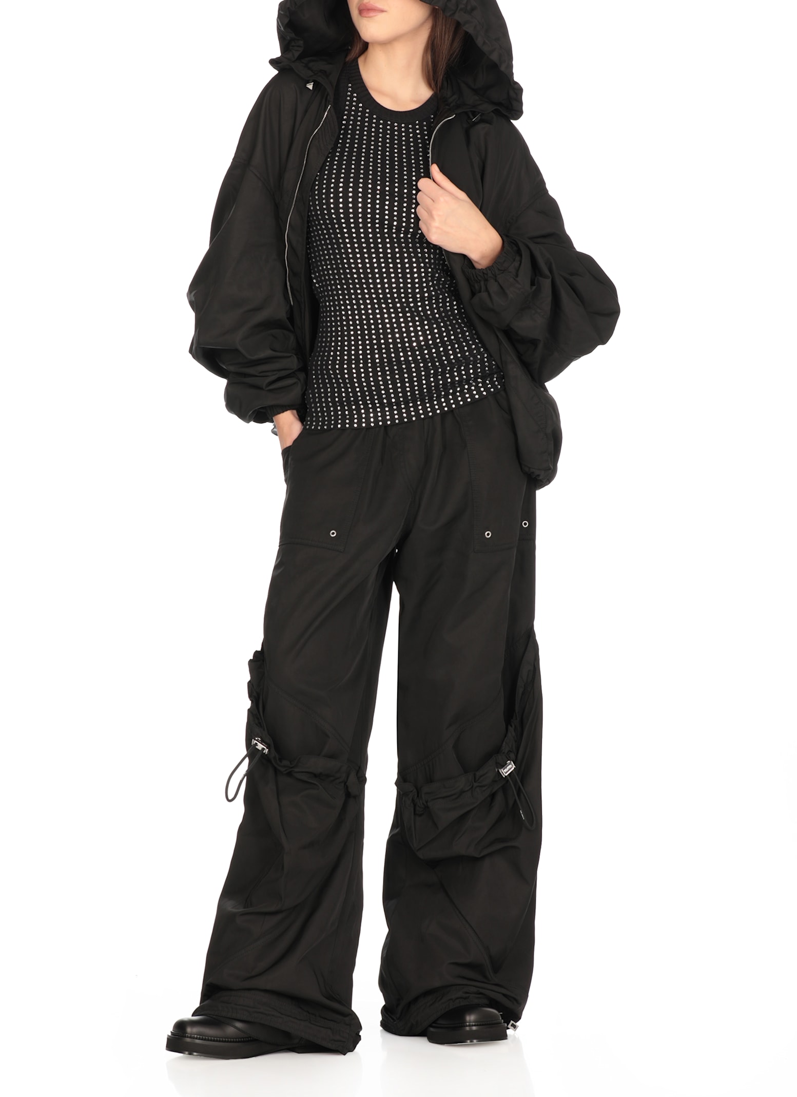 Attico Black Hotfix Crystal Tank Top
