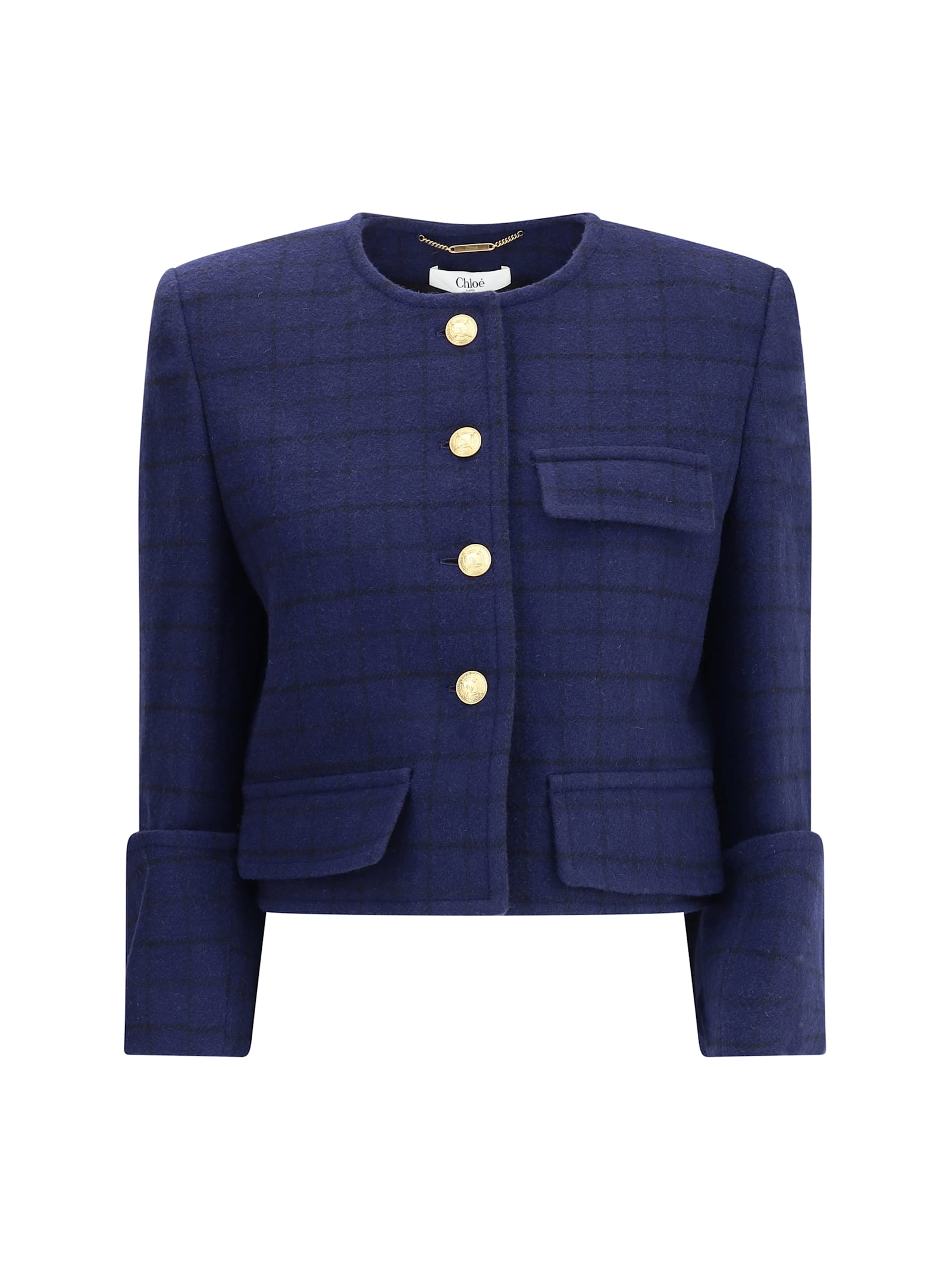 Chloé Boxy Jacket In Wool Plaid