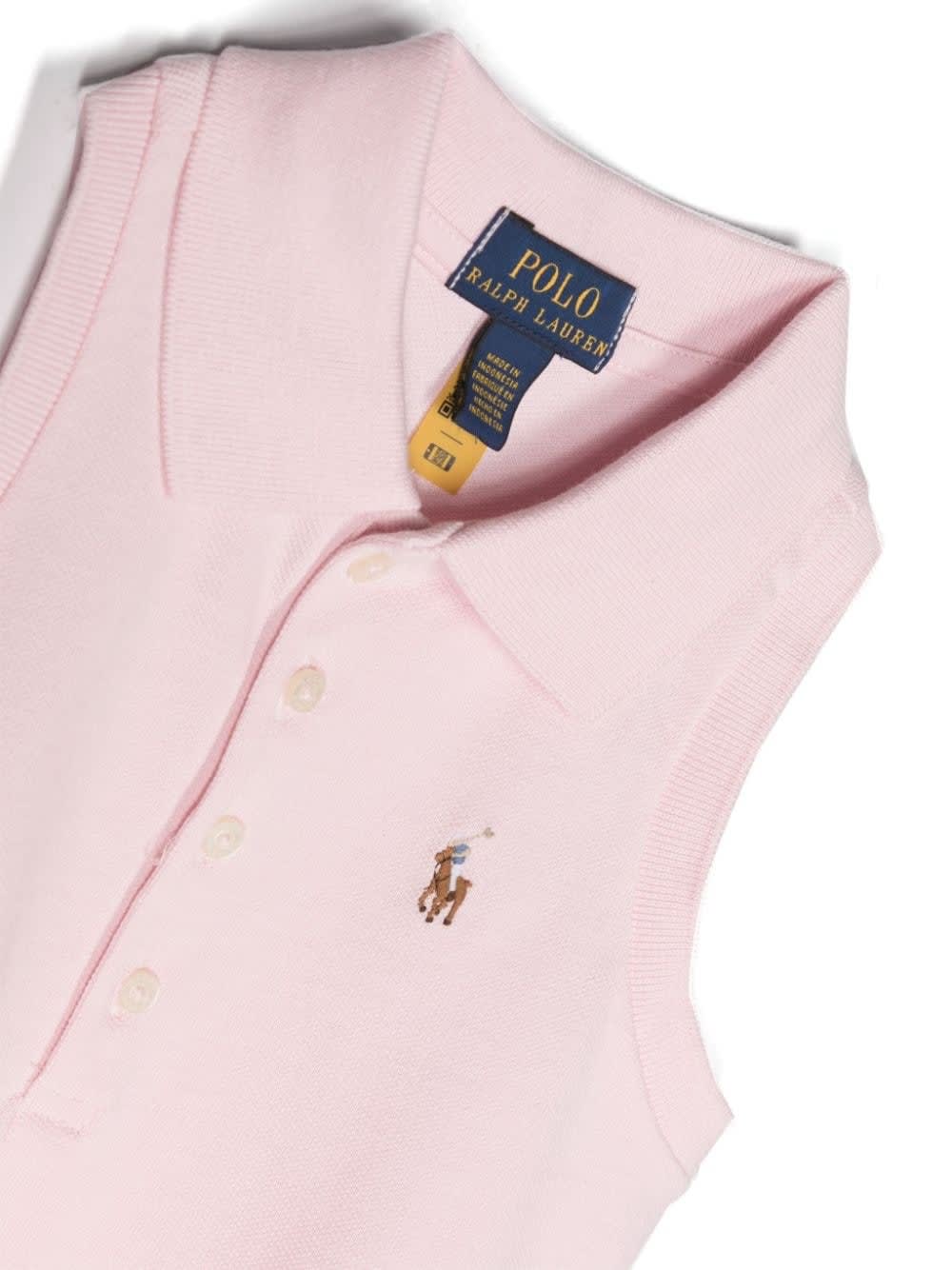 Shop Ralph Lauren Pink Sleeveless Polo With Pony