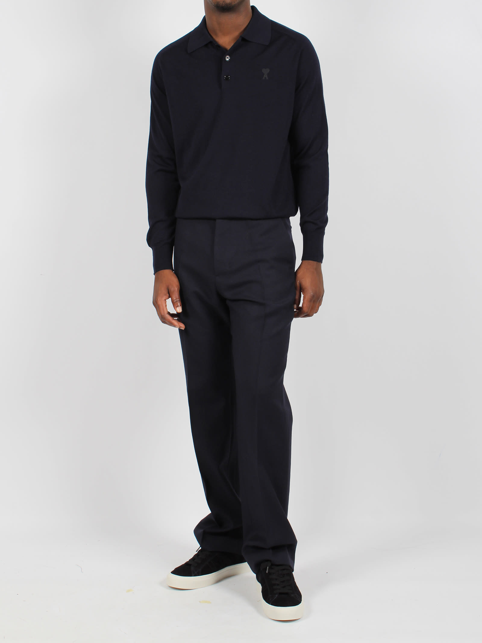 Shop Ami Alexandre Mattiussi Straight Fit Trousers In Blue