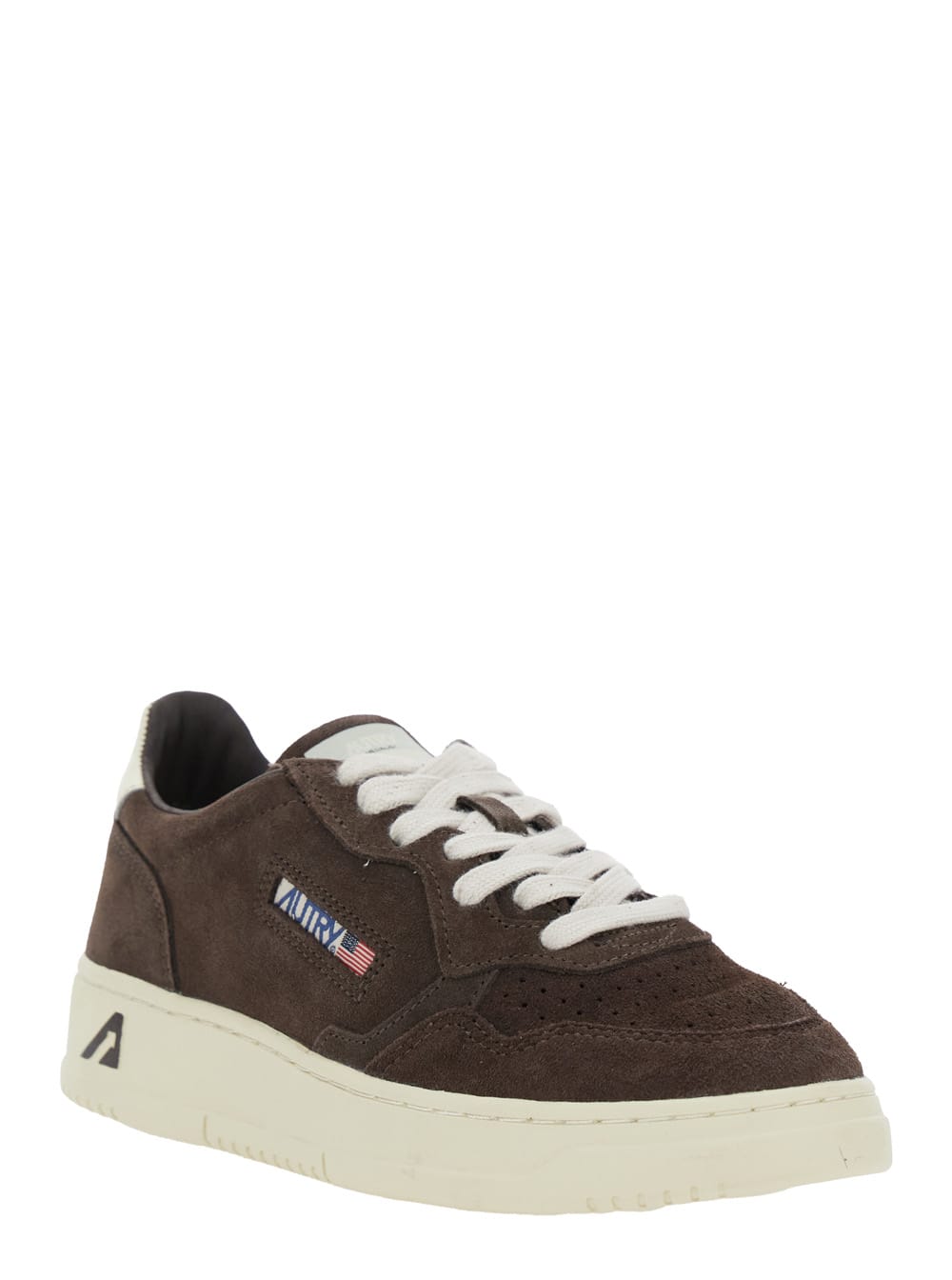 Autry Medalist Low Sneakers In Mocha Suede And Off White In Brown