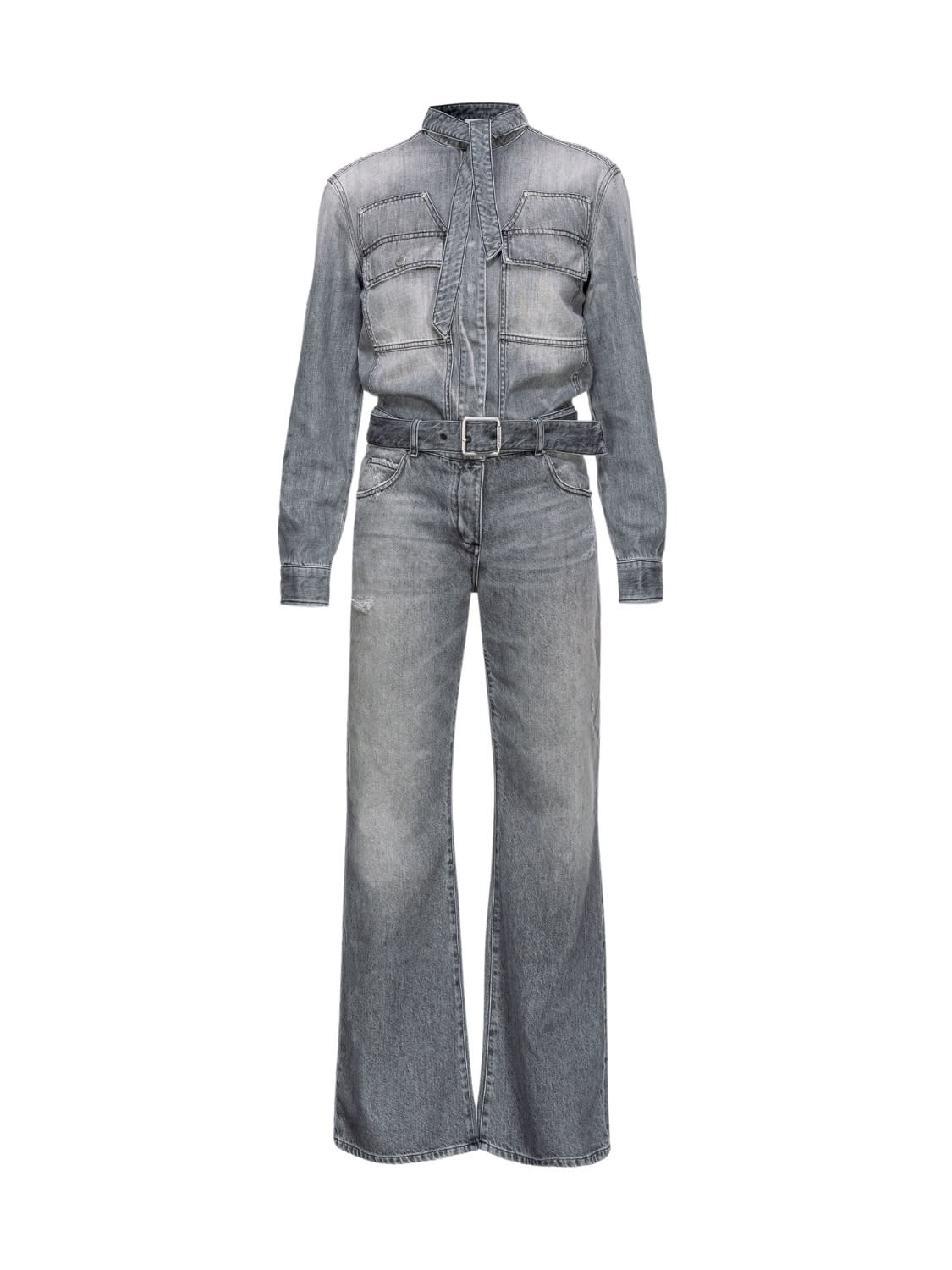 Light Gray Denim Jumpsuit