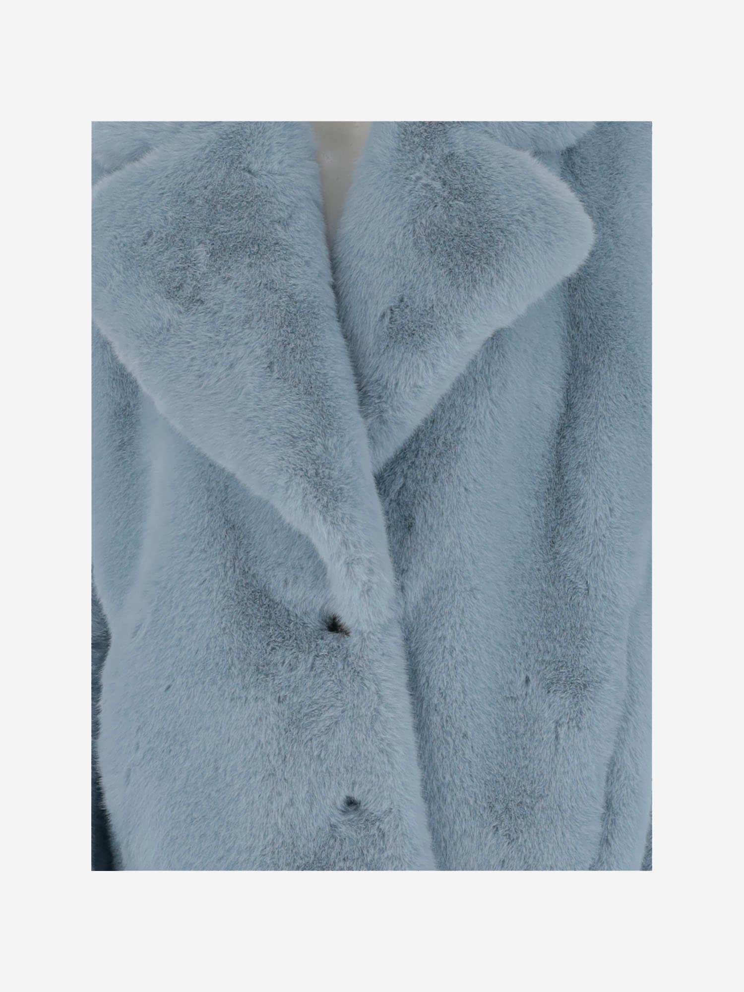 Shop Pinko Short Fur Effect Caban Coat In Blue