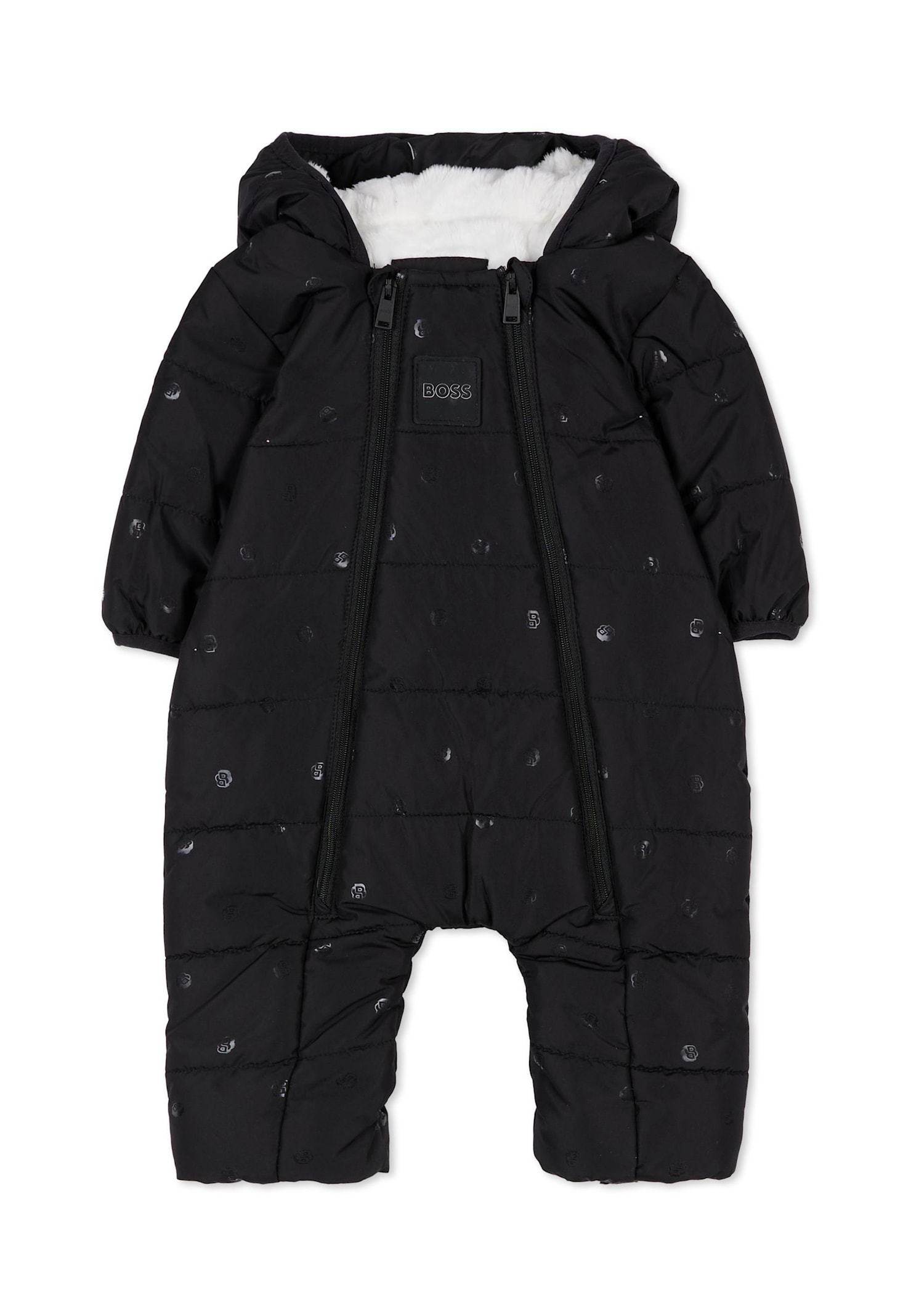 Hugo Boss Black Down Jacket For Baby Boy With Logo In Black