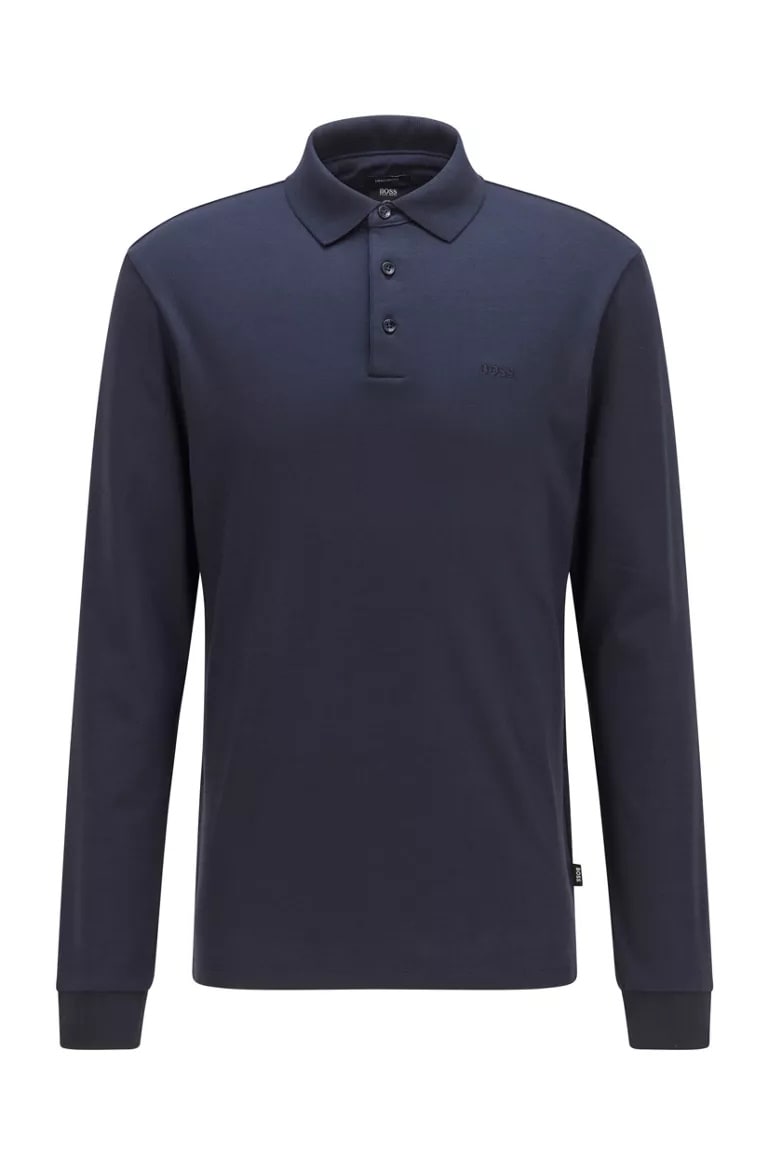 Hugo Boss Polo Shirt In Organic Cotton With Embroidered Logo In Blue