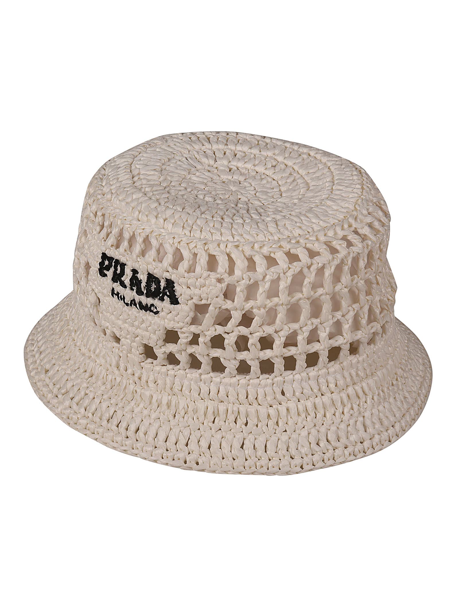 Prada Woven Logo Perforated Bucket Hat