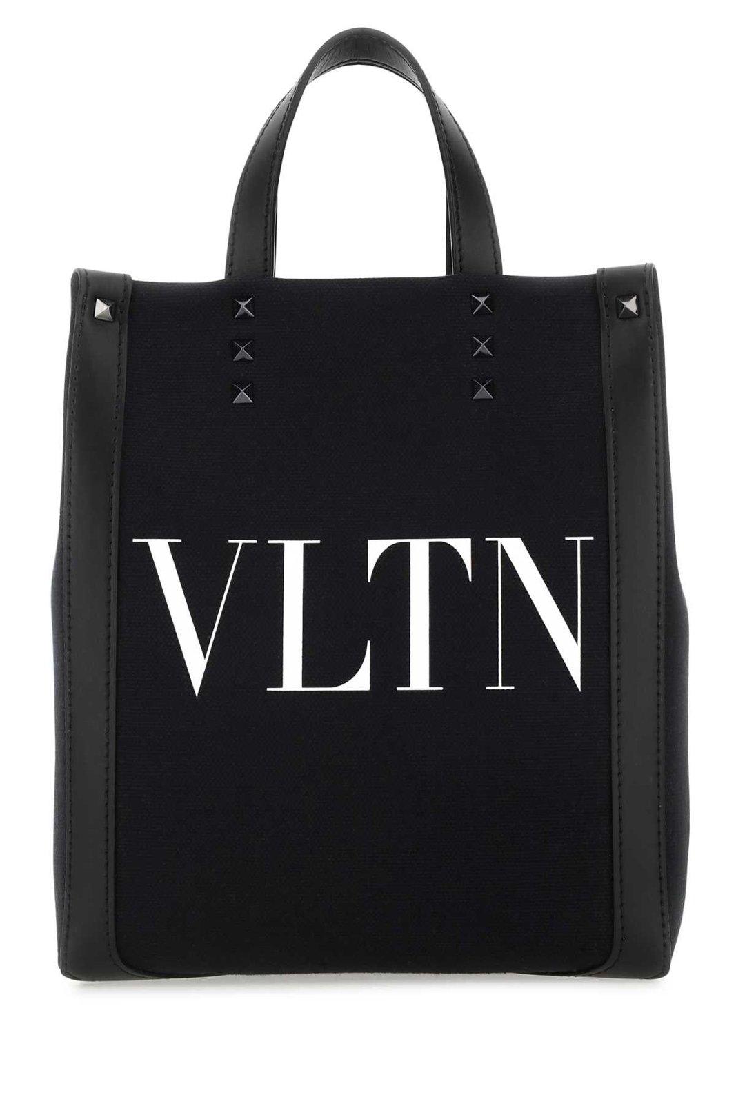 Shop Valentino Logo Printed Tote Bag In Black