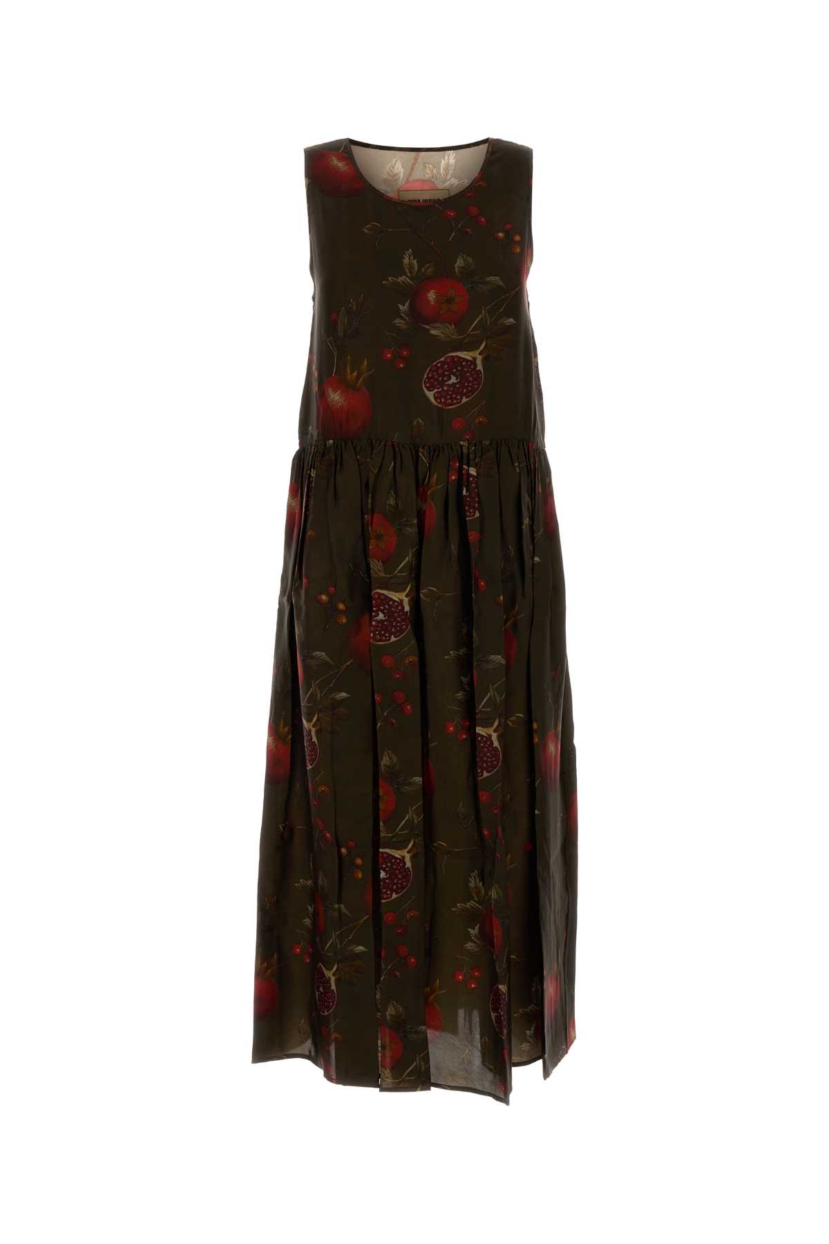 Uma Wang Printed Viscose And Cupro Ardal Dress In Green