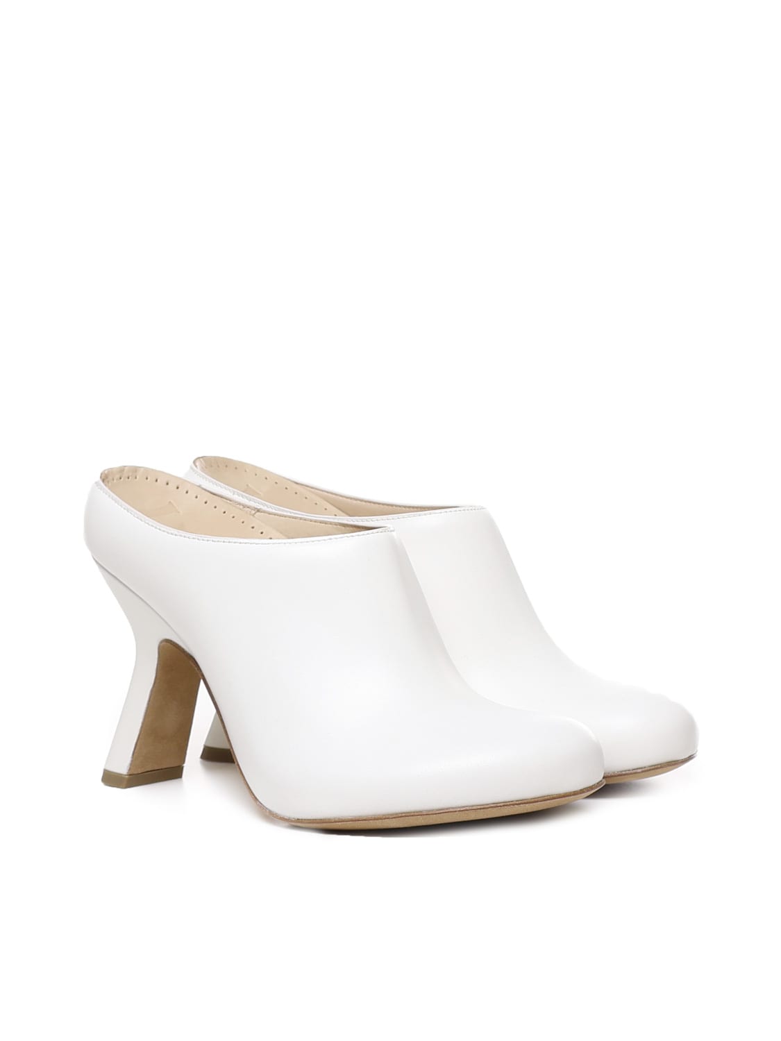 Shop Loewe Terra Heel Clog In Calfskin In White
