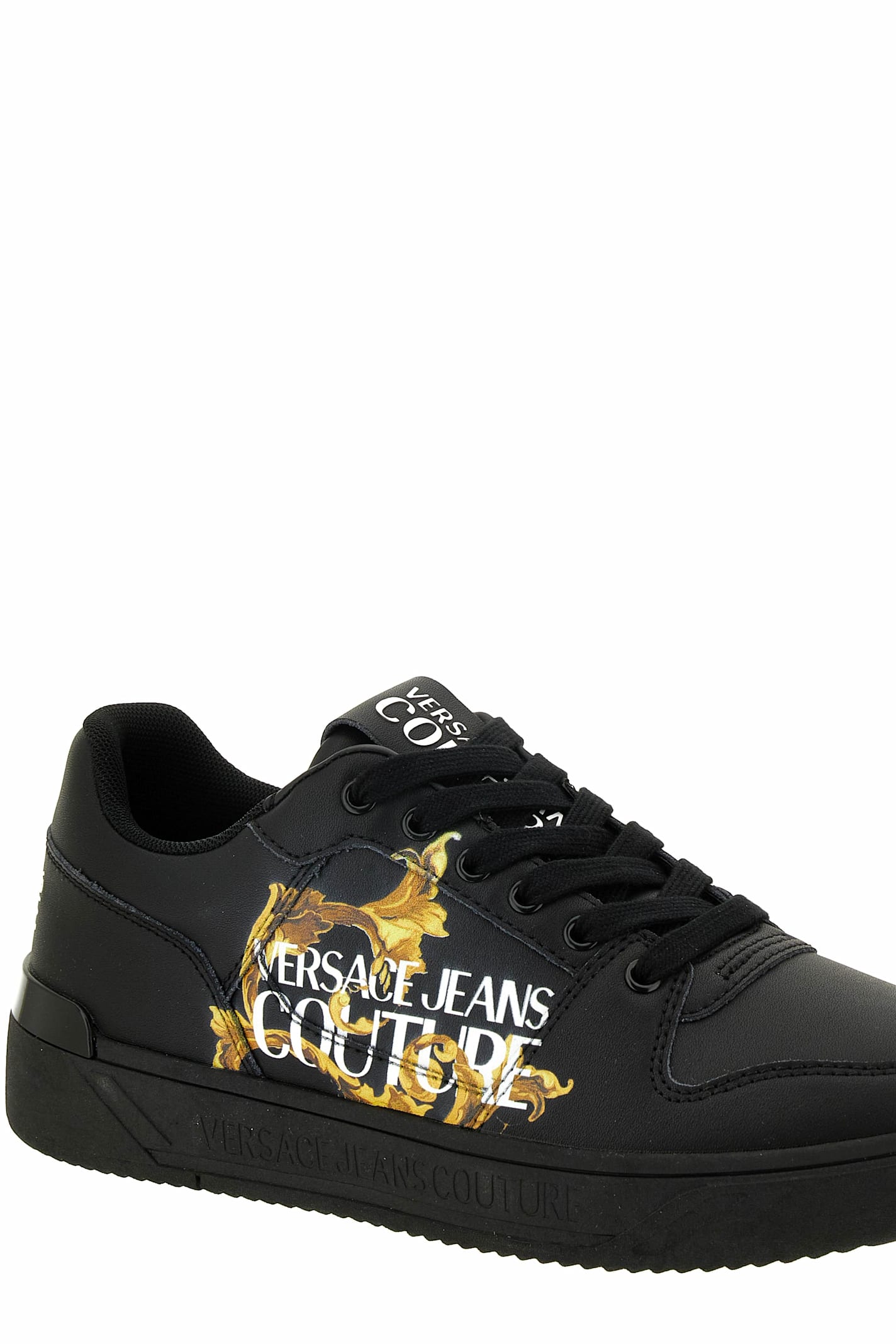 Versace Jeans Couture Logo-print Trainers In Black