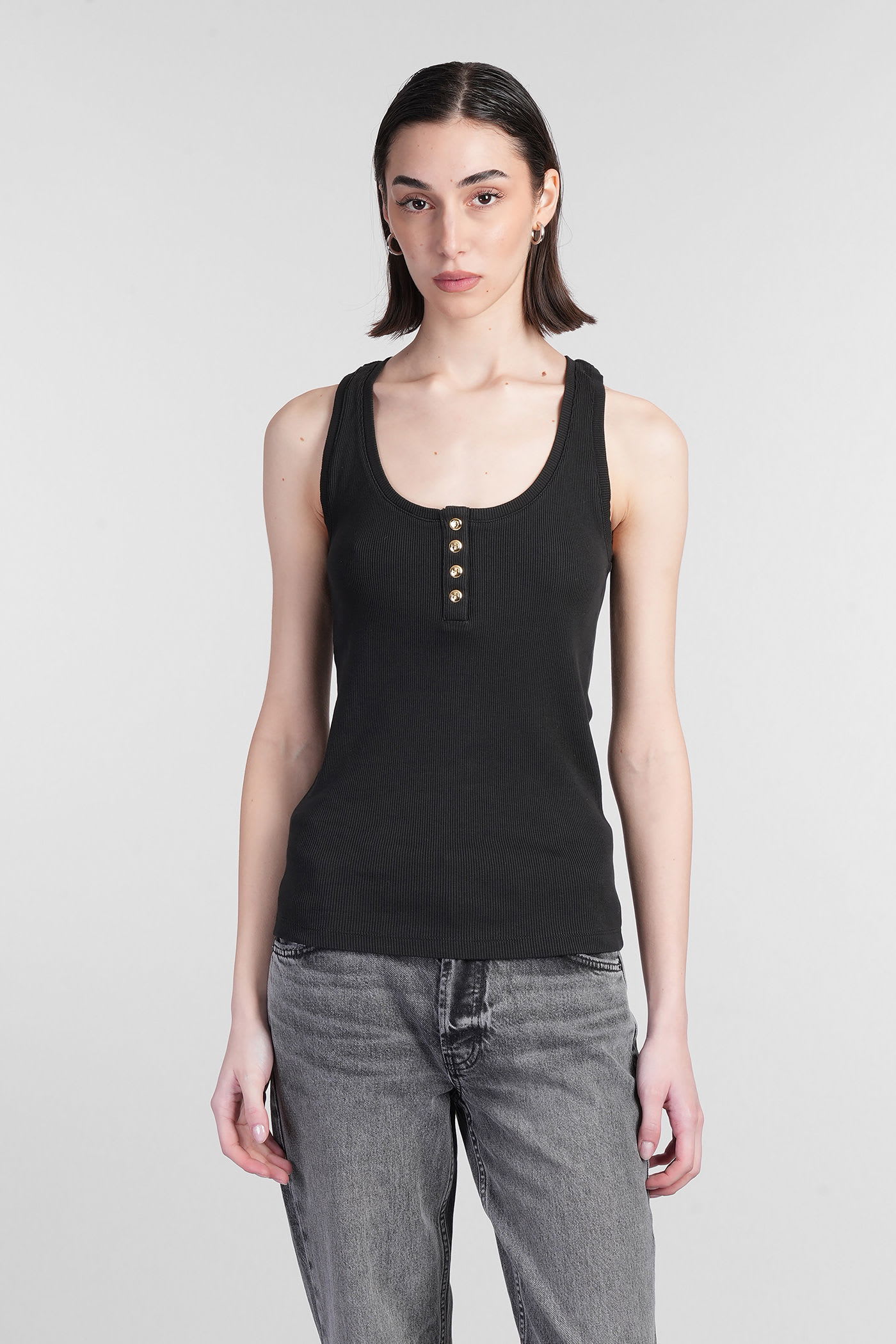 Alessia Tank Top In Black Cotton