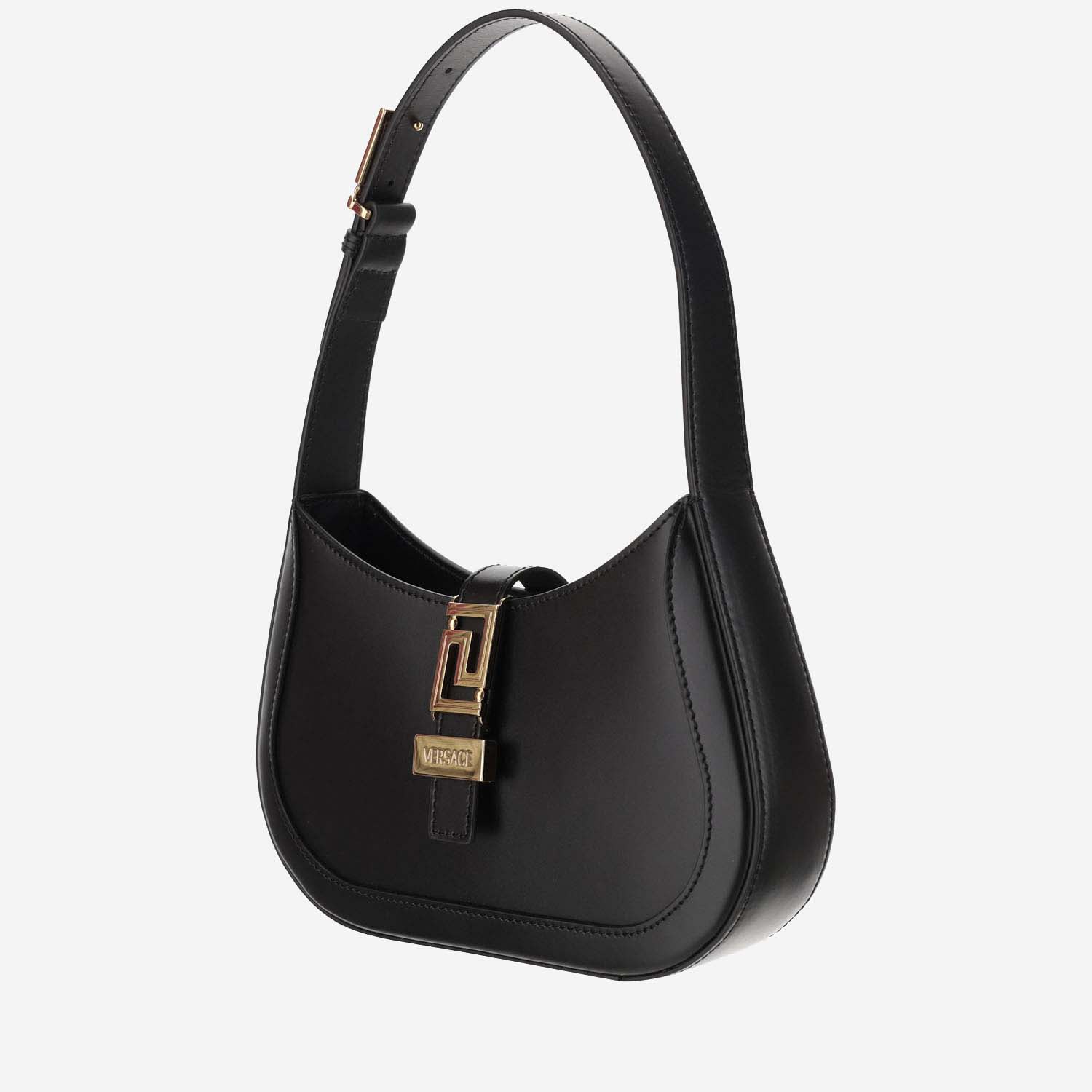 Shop Versace Goddess Greek Shoulder Bag Small In Black