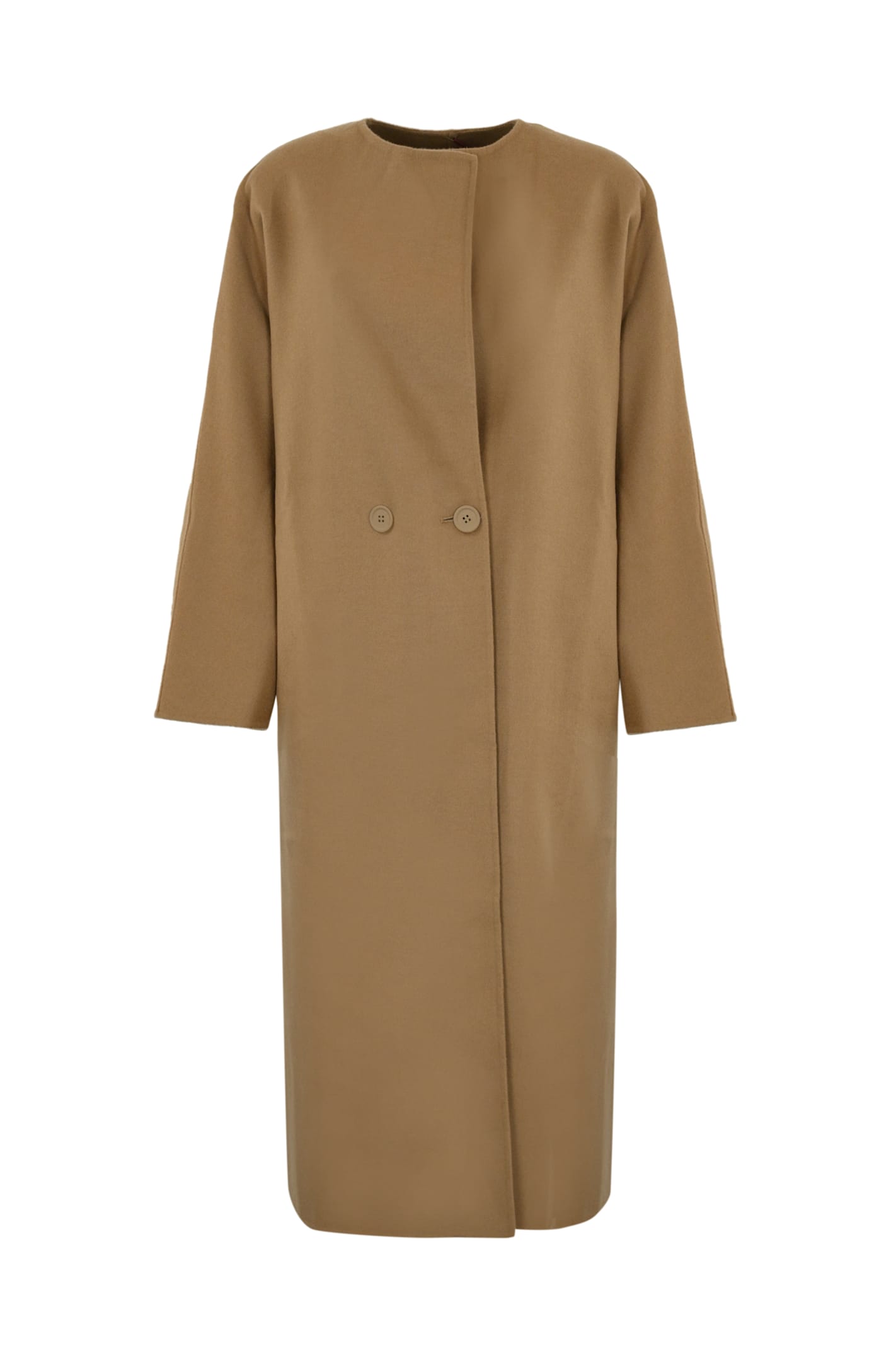 Shop Max Mara Limone Coat In Wool And Cashmere In Cammello