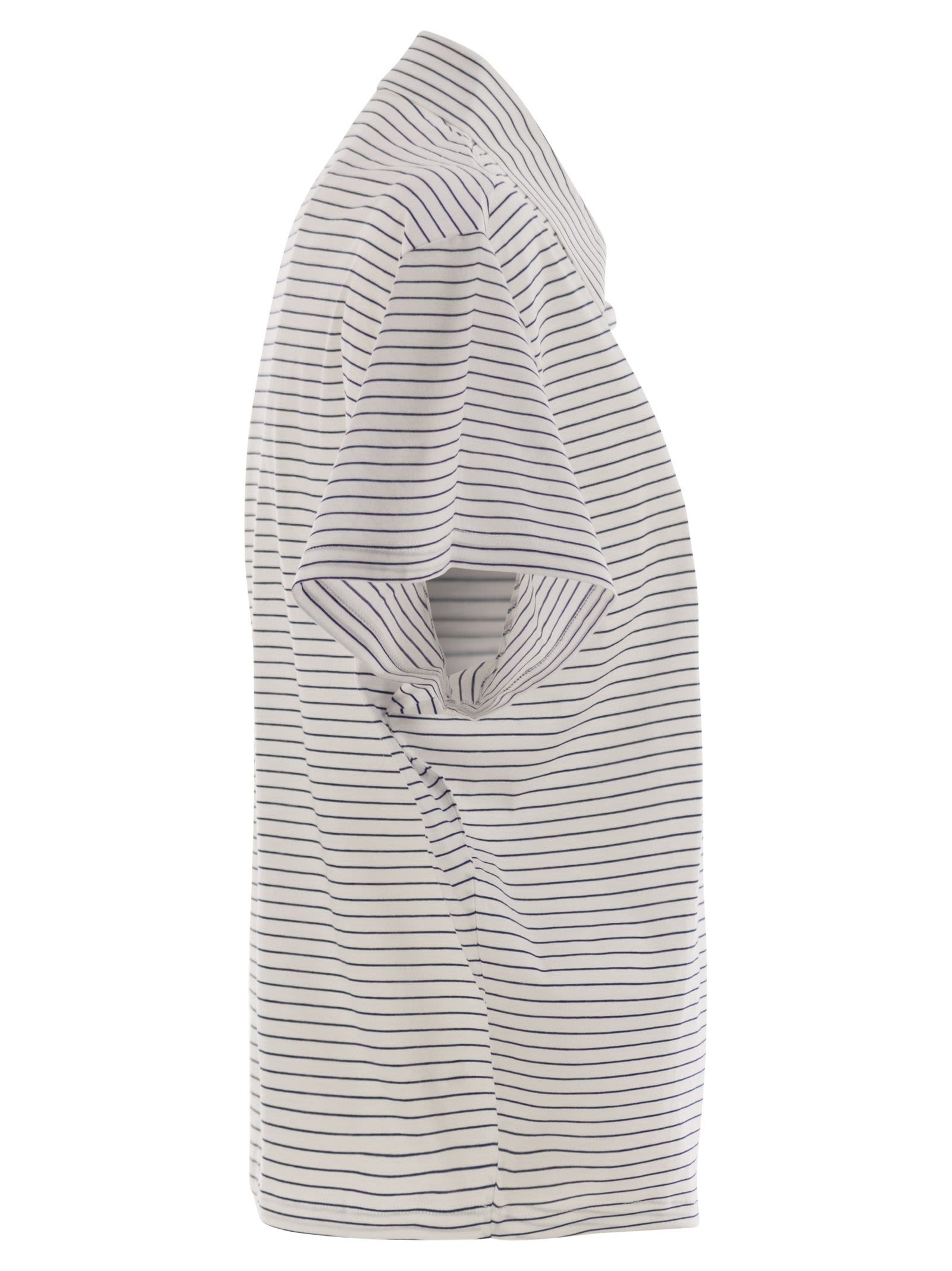 Shop Peserico Striped Cotton Jersey Polo Shirt