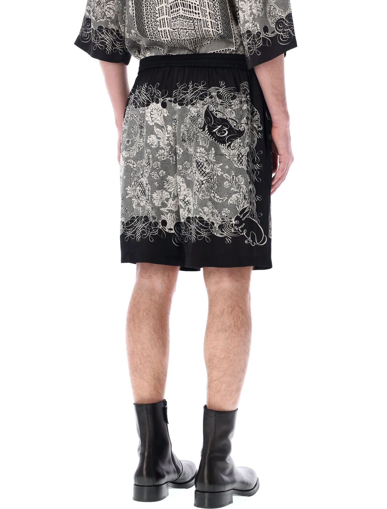 Shop Acne Studios Printed Shorts In Black