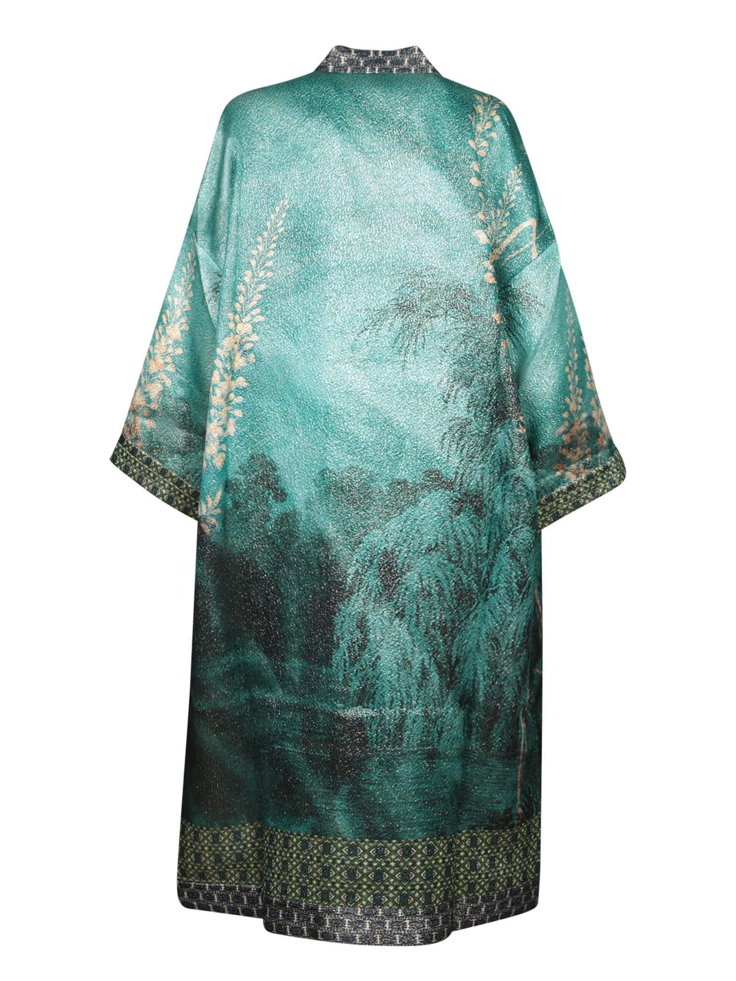 Shop Pierre-louis Mascia Multicolor Blue Damask Over Kimono