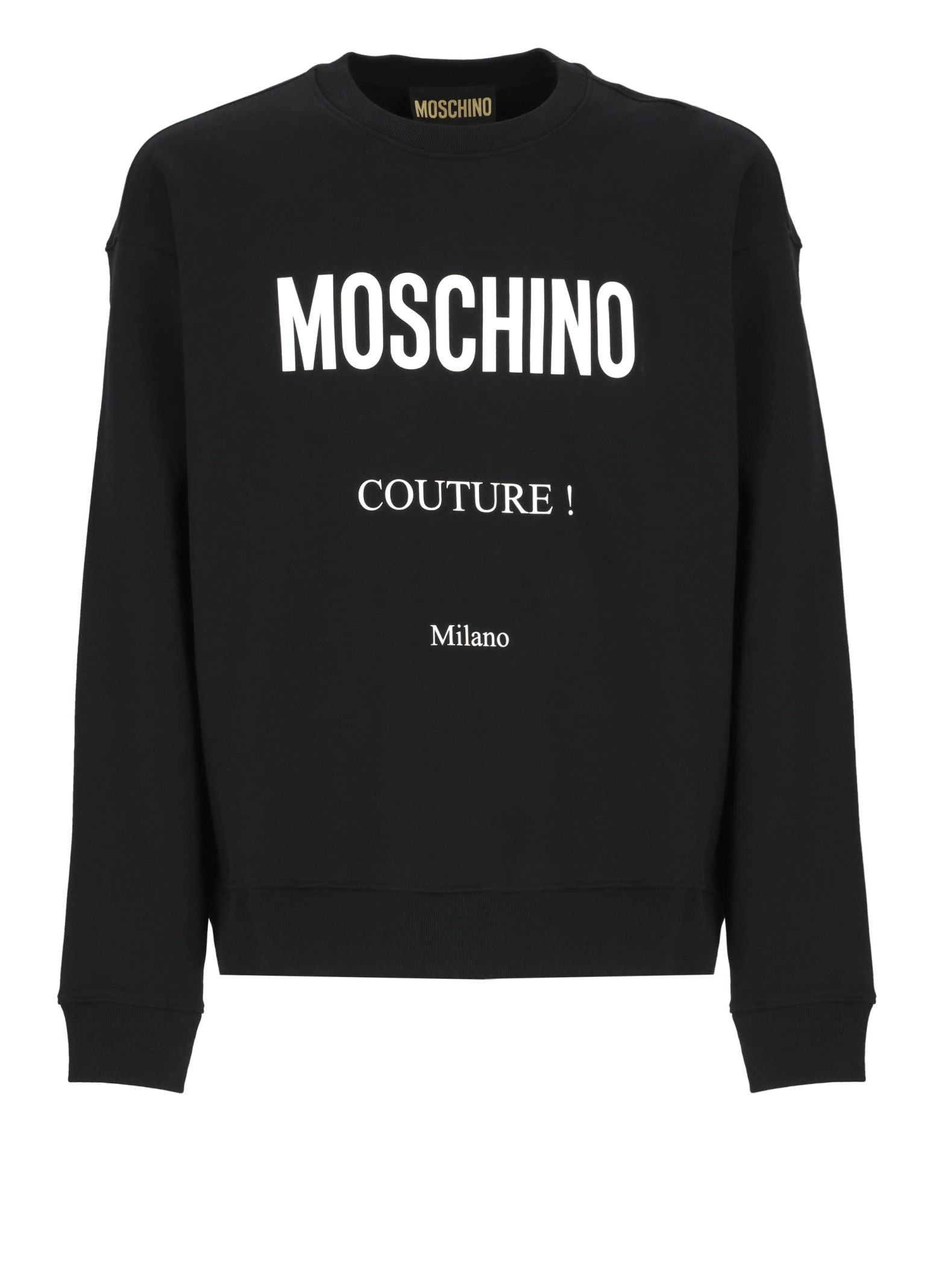 Shop Moschino Cotton Logoed Sweatshirt In Black