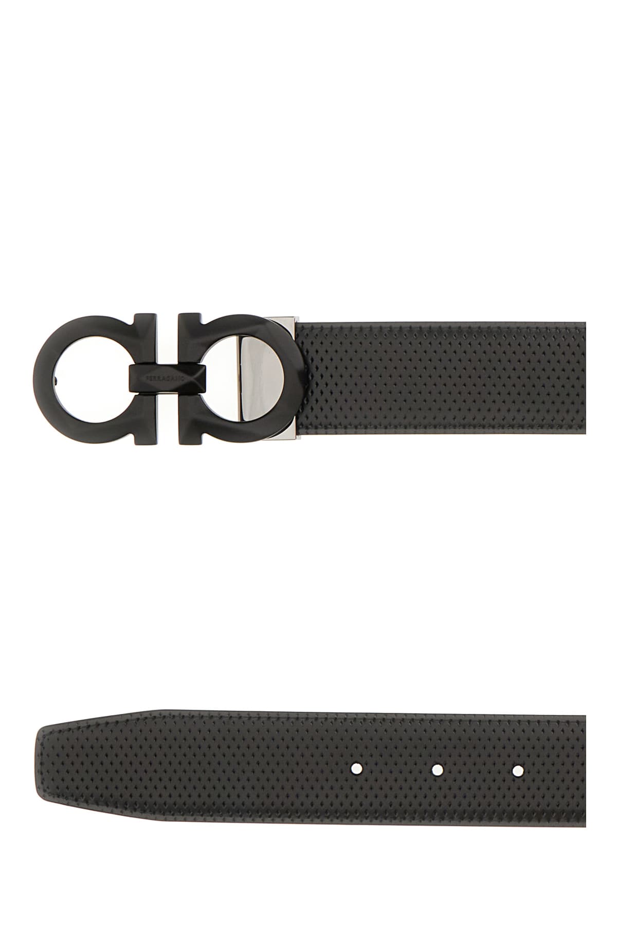 Shop Ferragamo Black Leather Belt In Nero Bluemarine