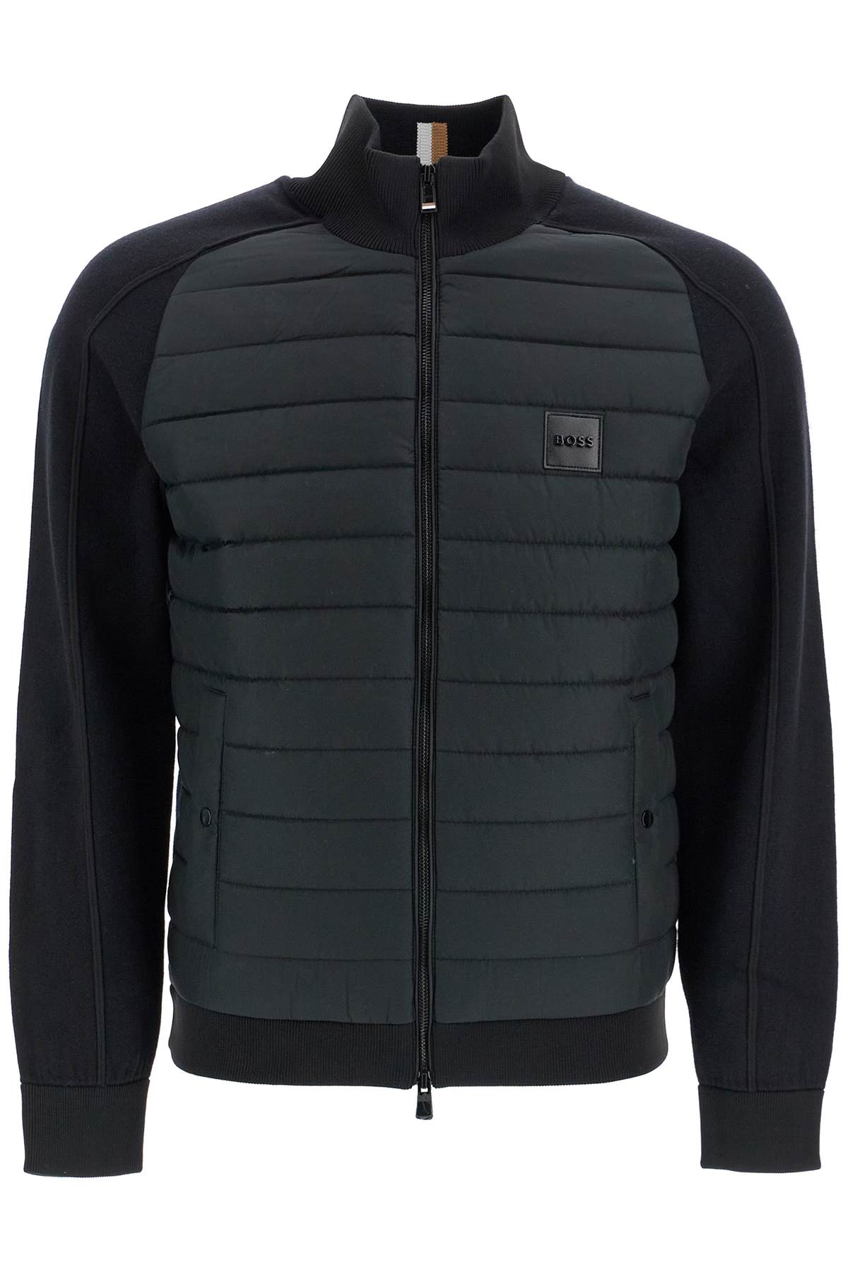 Shop Hugo Boss Knitted And Padded Nylon Jacket In Black (black)