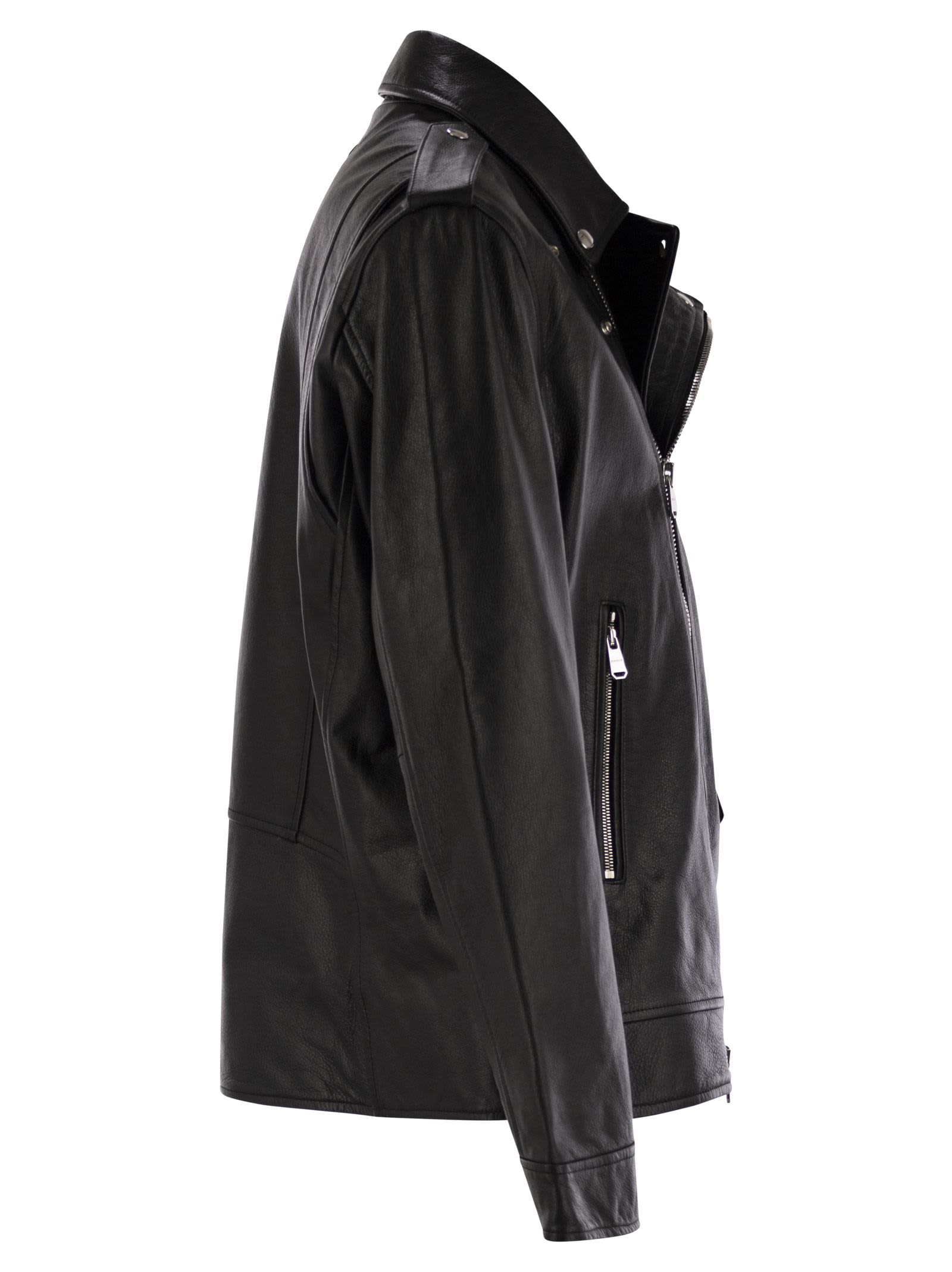 Dondup Leather Jacket In Black