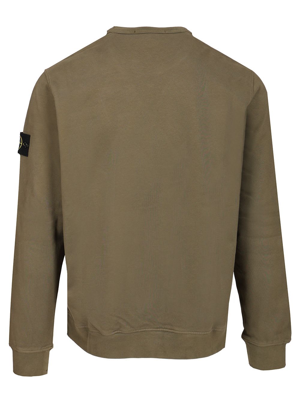 Stone Island Crew Neck Sweater Ribbed Cuffs In Green